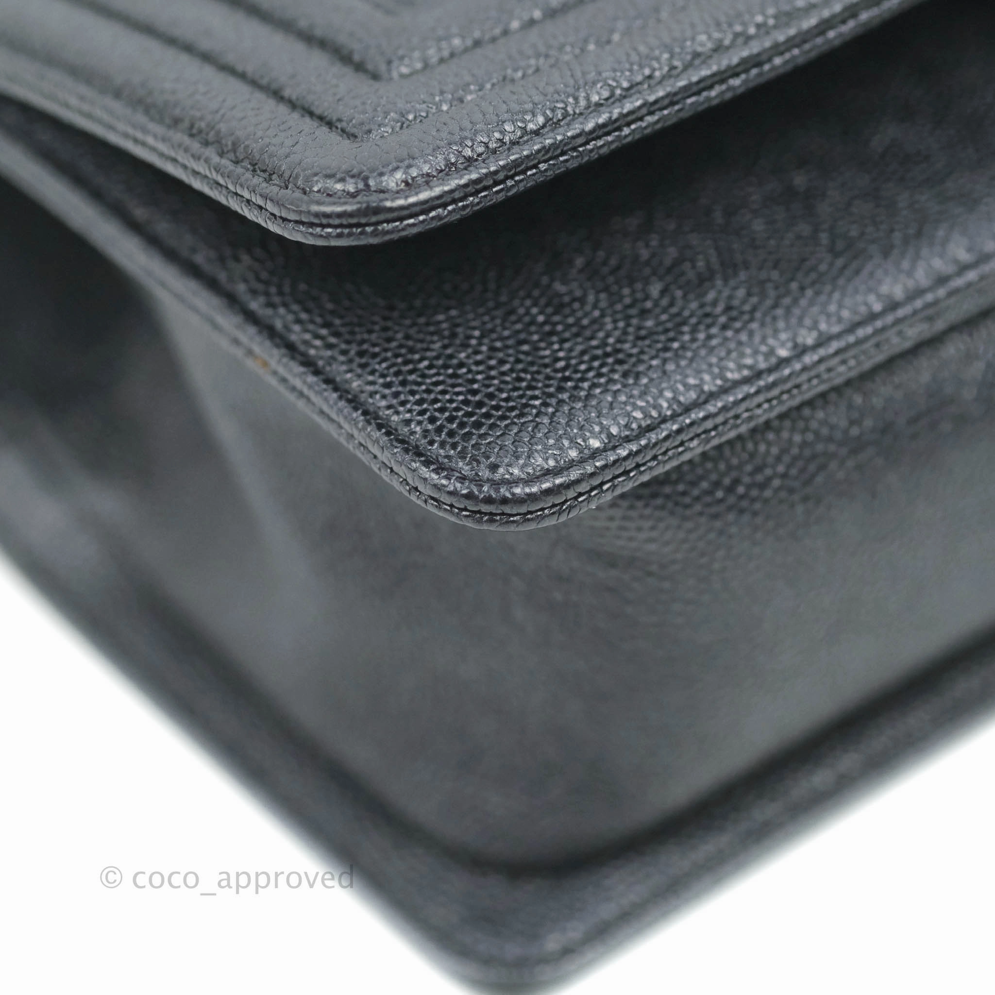 Chanel Small Boy Chevron Very Dark Navy (Looks Black) Caviar Ruthenium Hardware