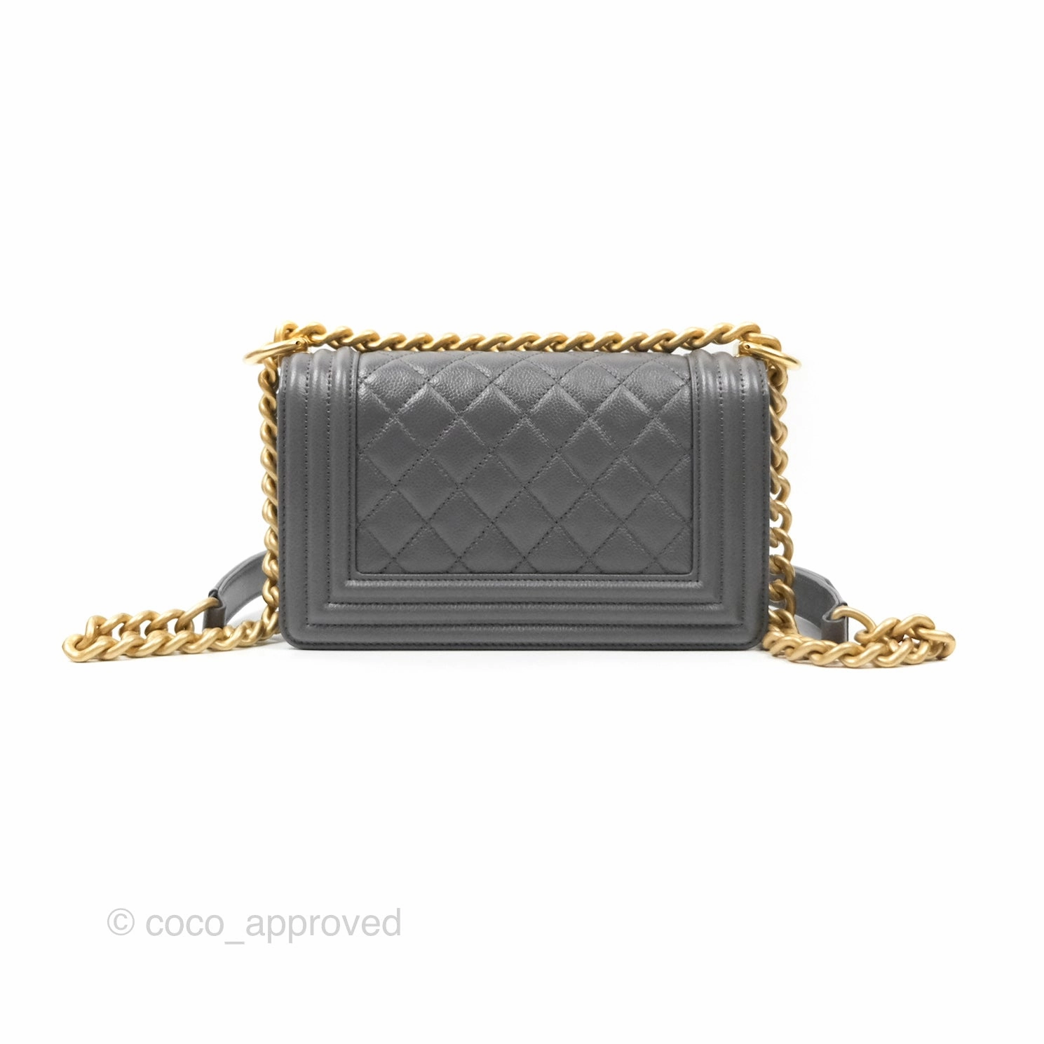 Chanel Small Boy Dark Grey Caviar Aged Gold Hardware