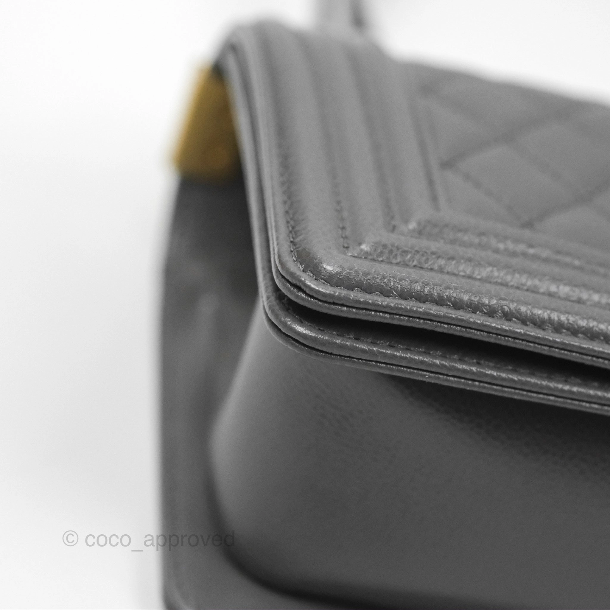 Chanel Small Boy Dark Grey Caviar Aged Gold Hardware