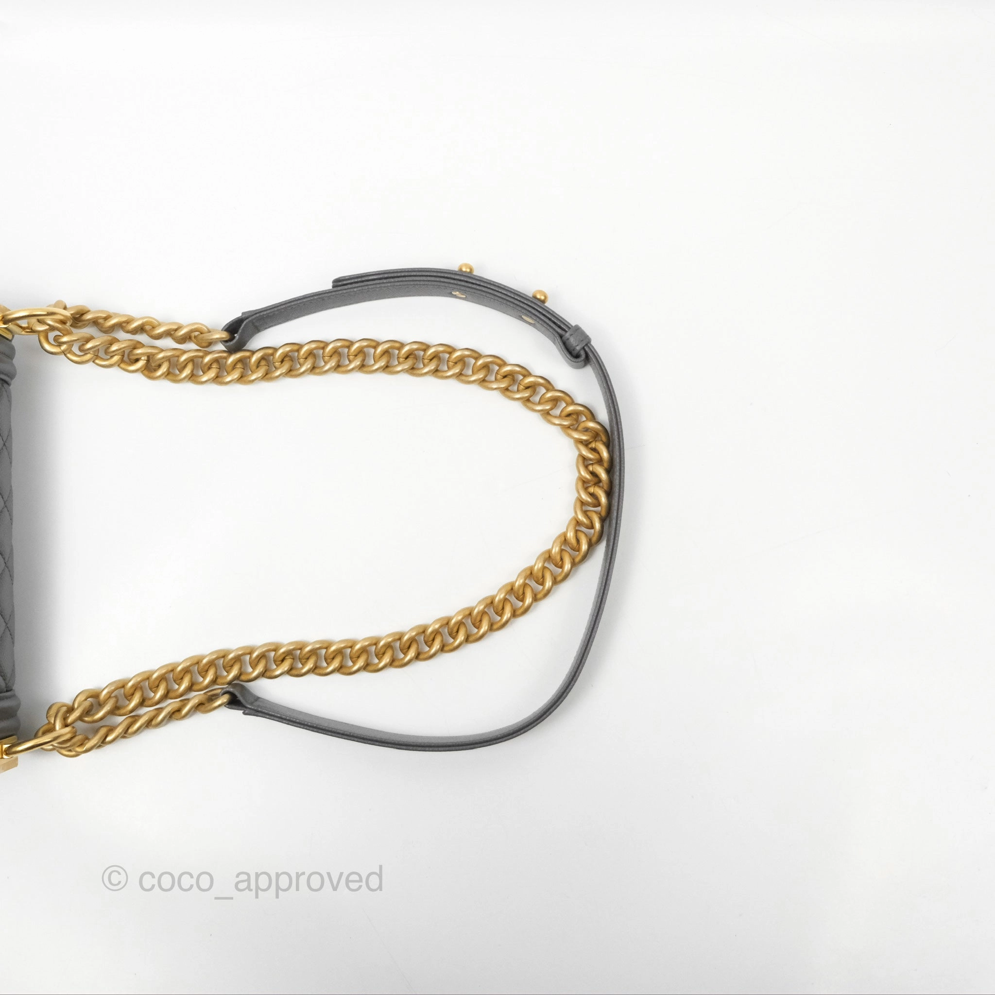 Chanel Small Boy Dark Grey Caviar Aged Gold Hardware