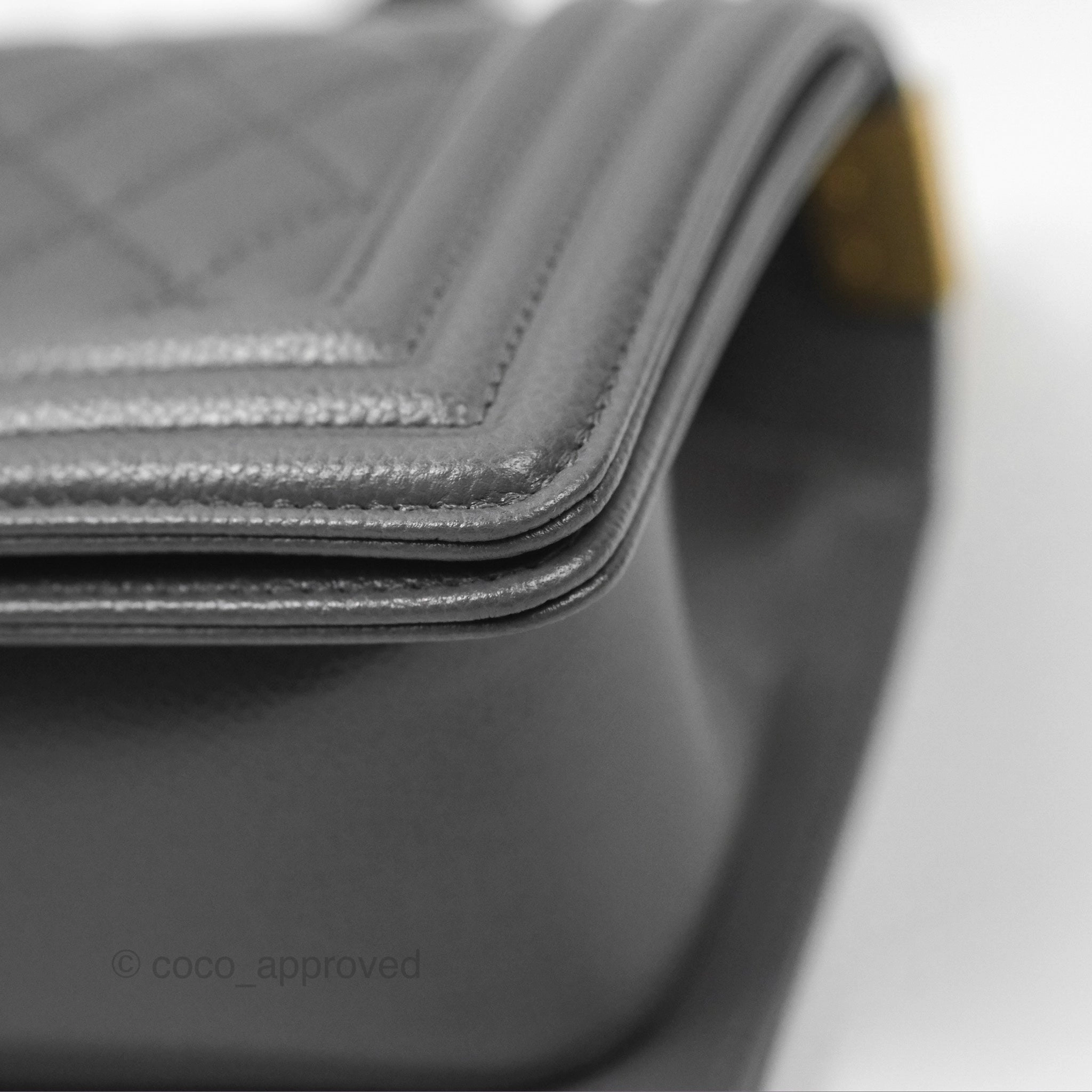 Chanel Small Boy Dark Grey Caviar Aged Gold Hardware