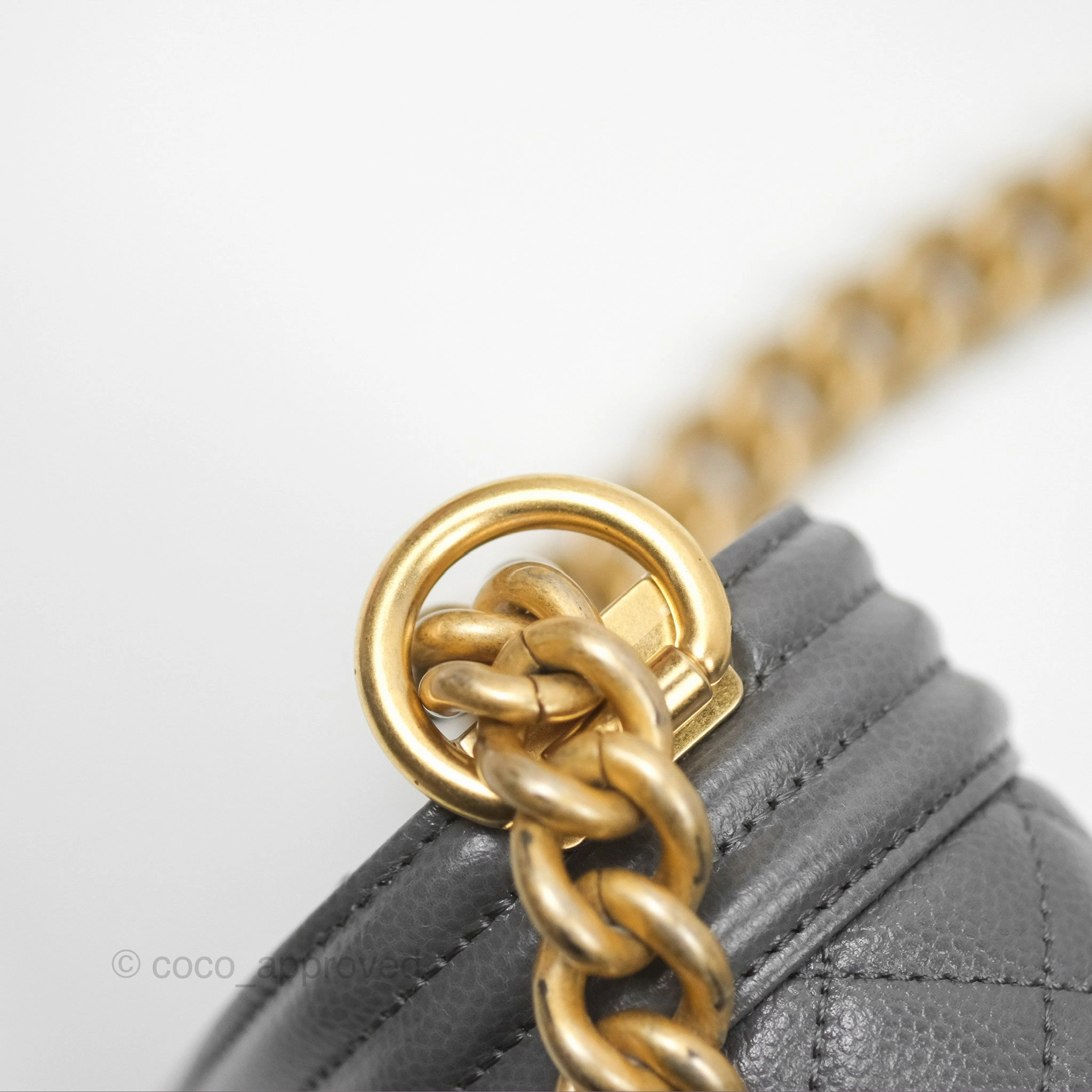 Chanel Small Boy Dark Grey Caviar Aged Gold Hardware