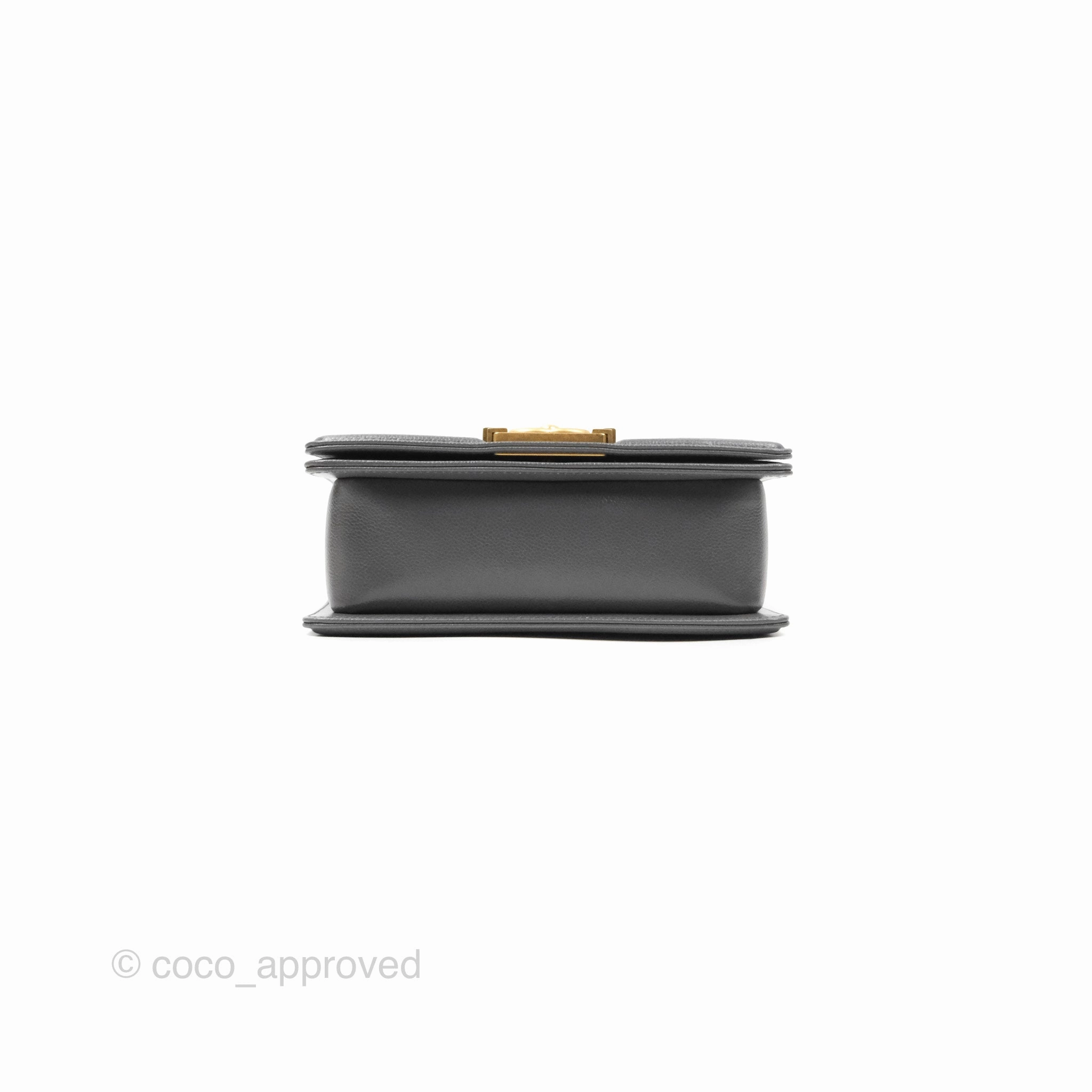 Chanel Small Boy Dark Grey Caviar Aged Gold Hardware
