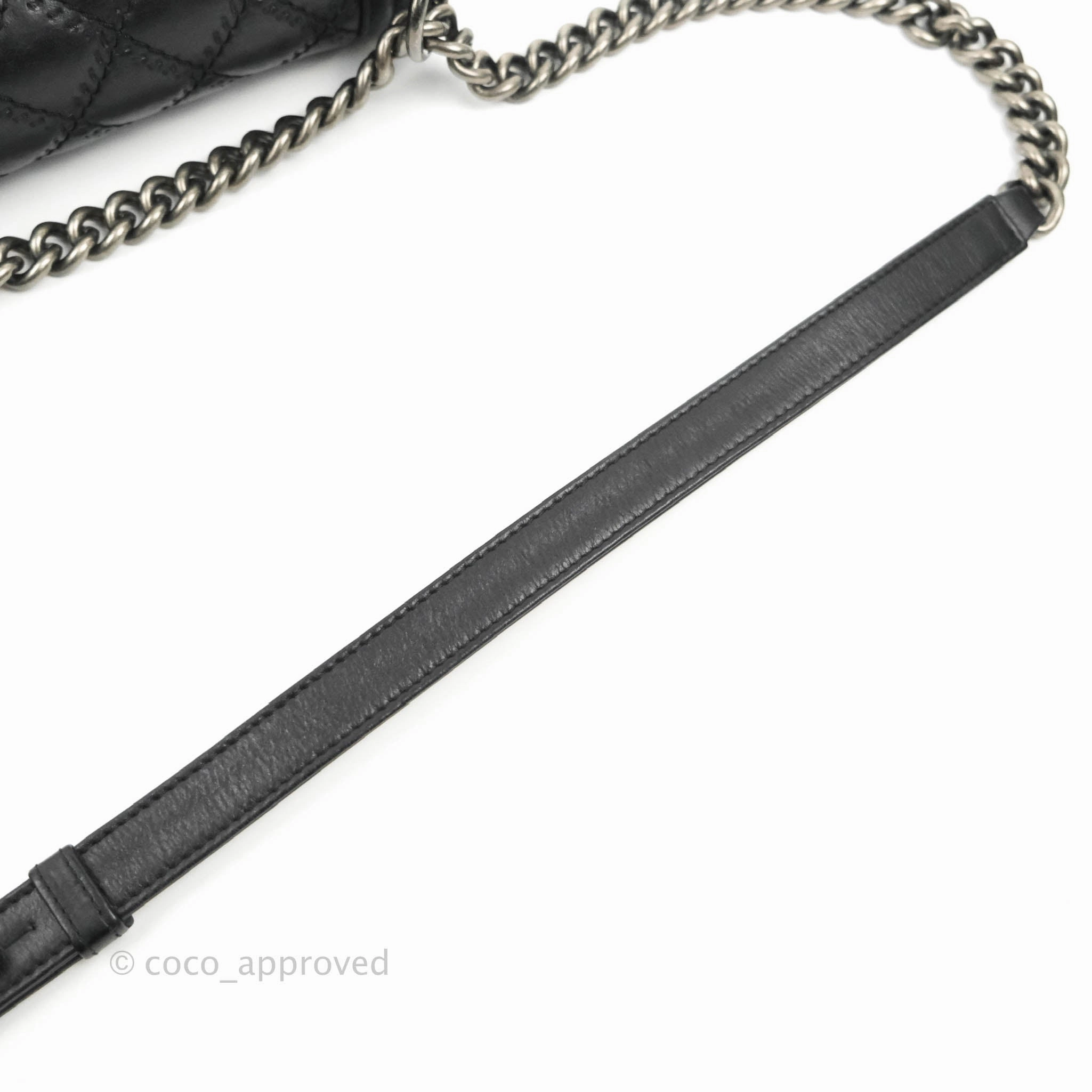 Chanel Small Boy Double Stitch Black Calfskin Ruthenium Hardware