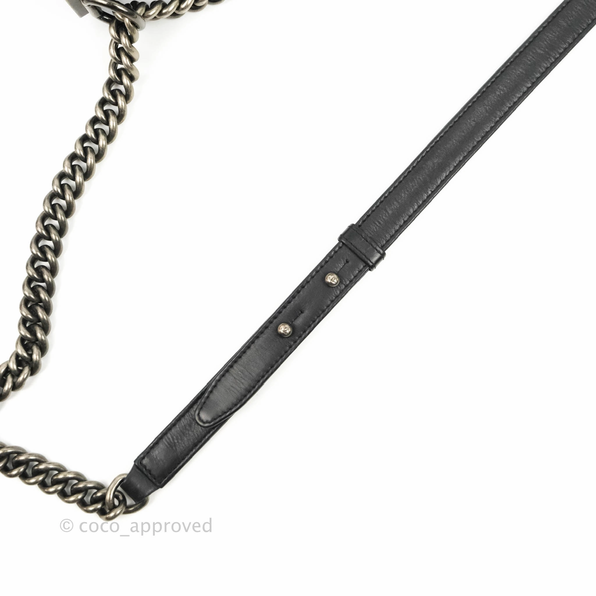 Chanel Small Boy Double Stitch Black Calfskin Ruthenium Hardware