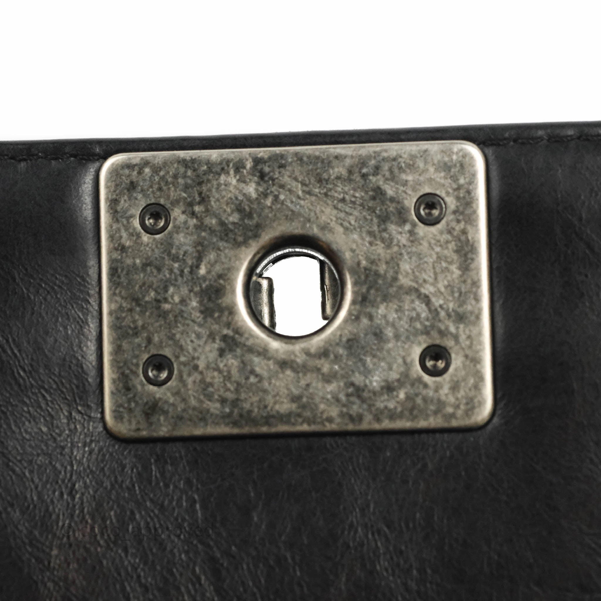 Chanel Small Boy Double Stitch Black Calfskin Ruthenium Hardware