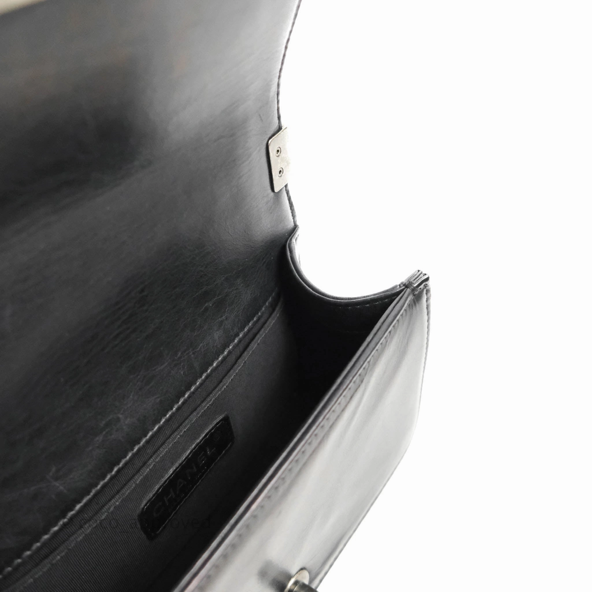 Chanel Small Boy Double Stitch Black Calfskin Ruthenium Hardware