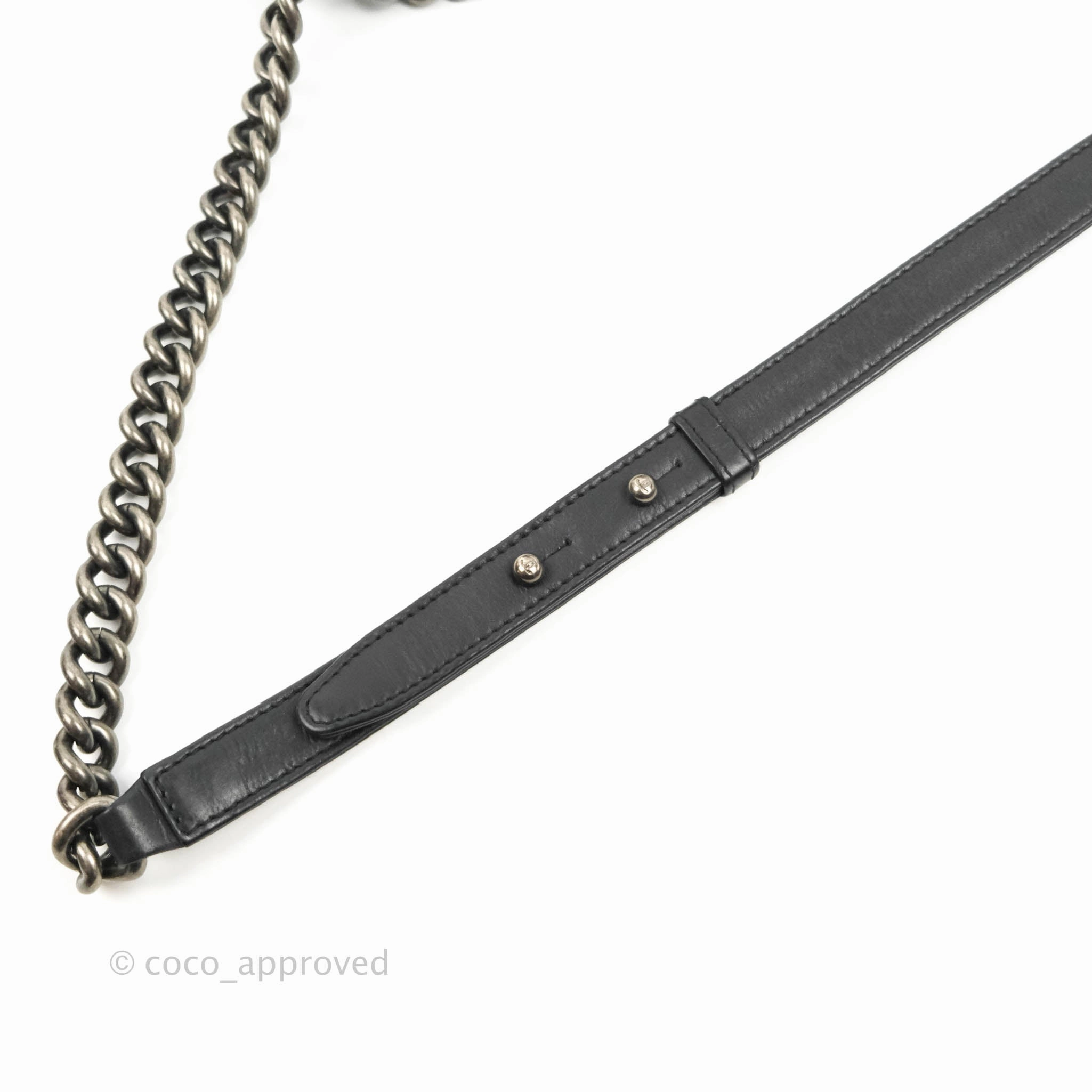 Chanel Small Boy Double Stitch Black Calfskin Ruthenium Hardware
