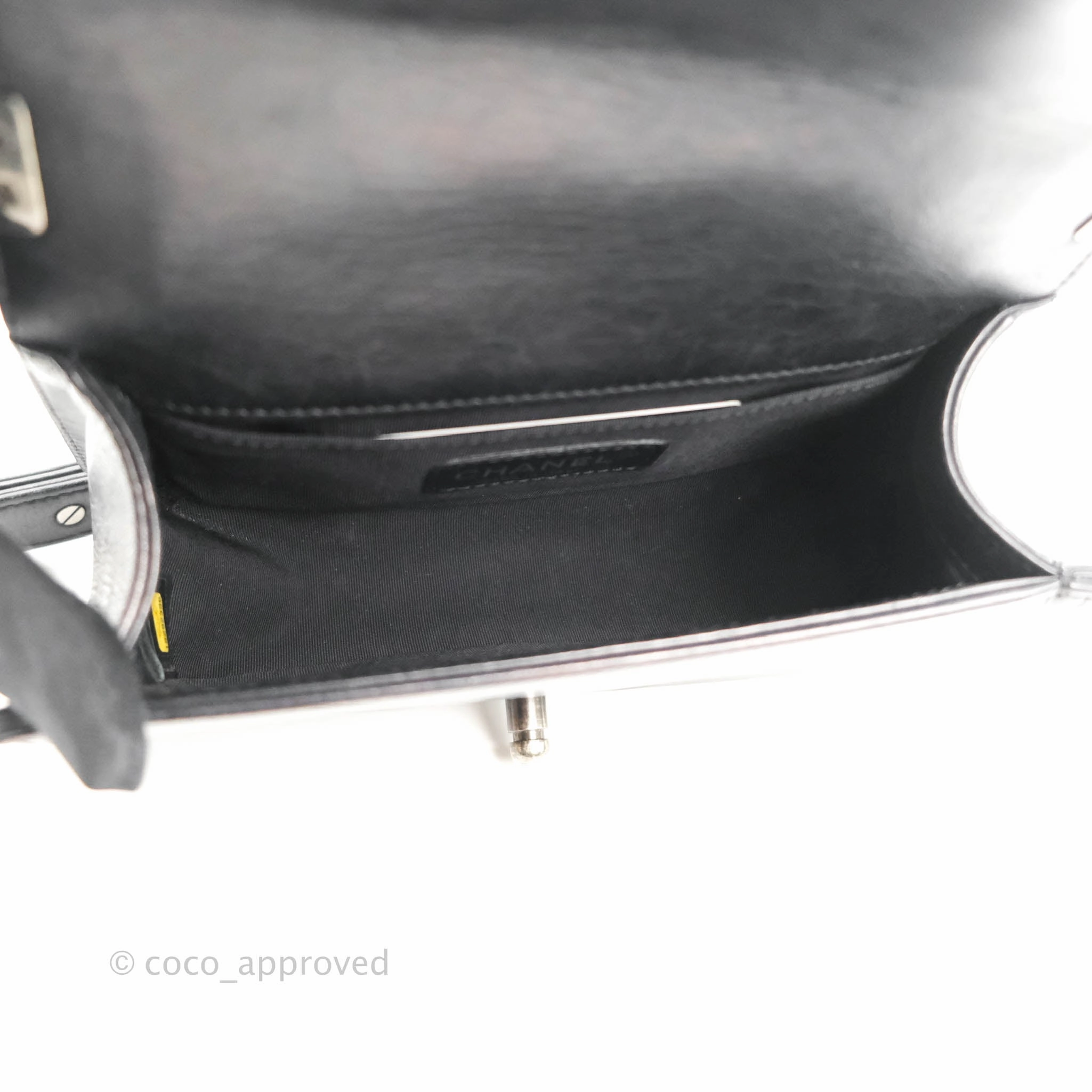 Chanel Small Boy Double Stitch Black Calfskin Ruthenium Hardware