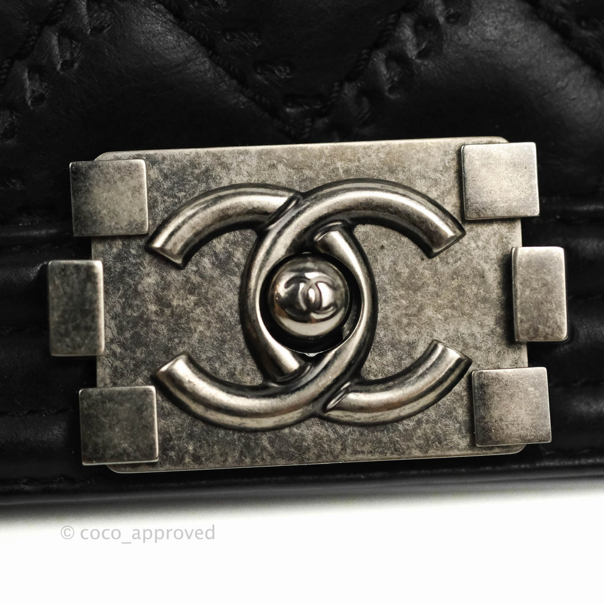 Chanel Small Boy Double Stitch Black Calfskin Ruthenium Hardware