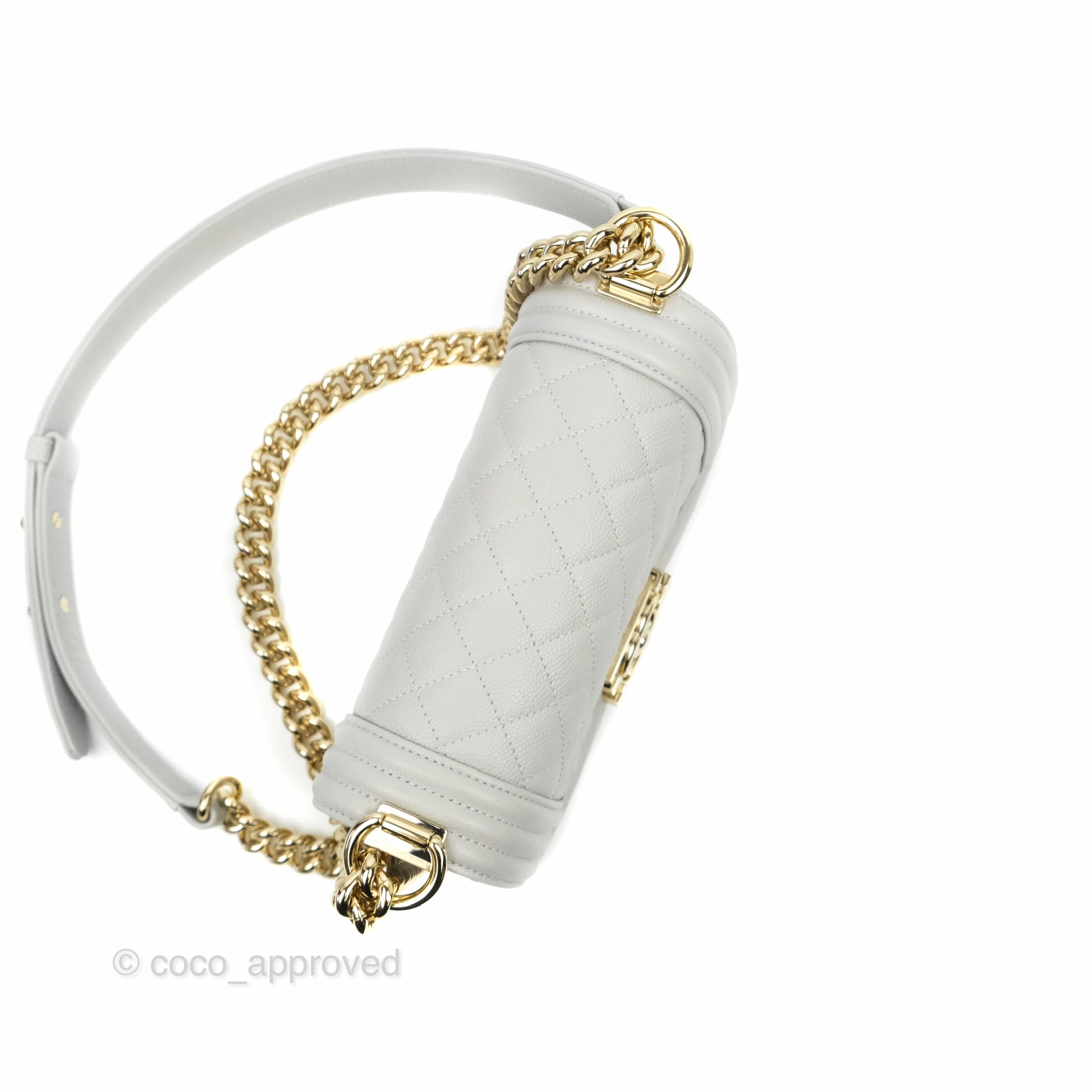 Chanel Small Boy Grey Caviar Gold Hardware