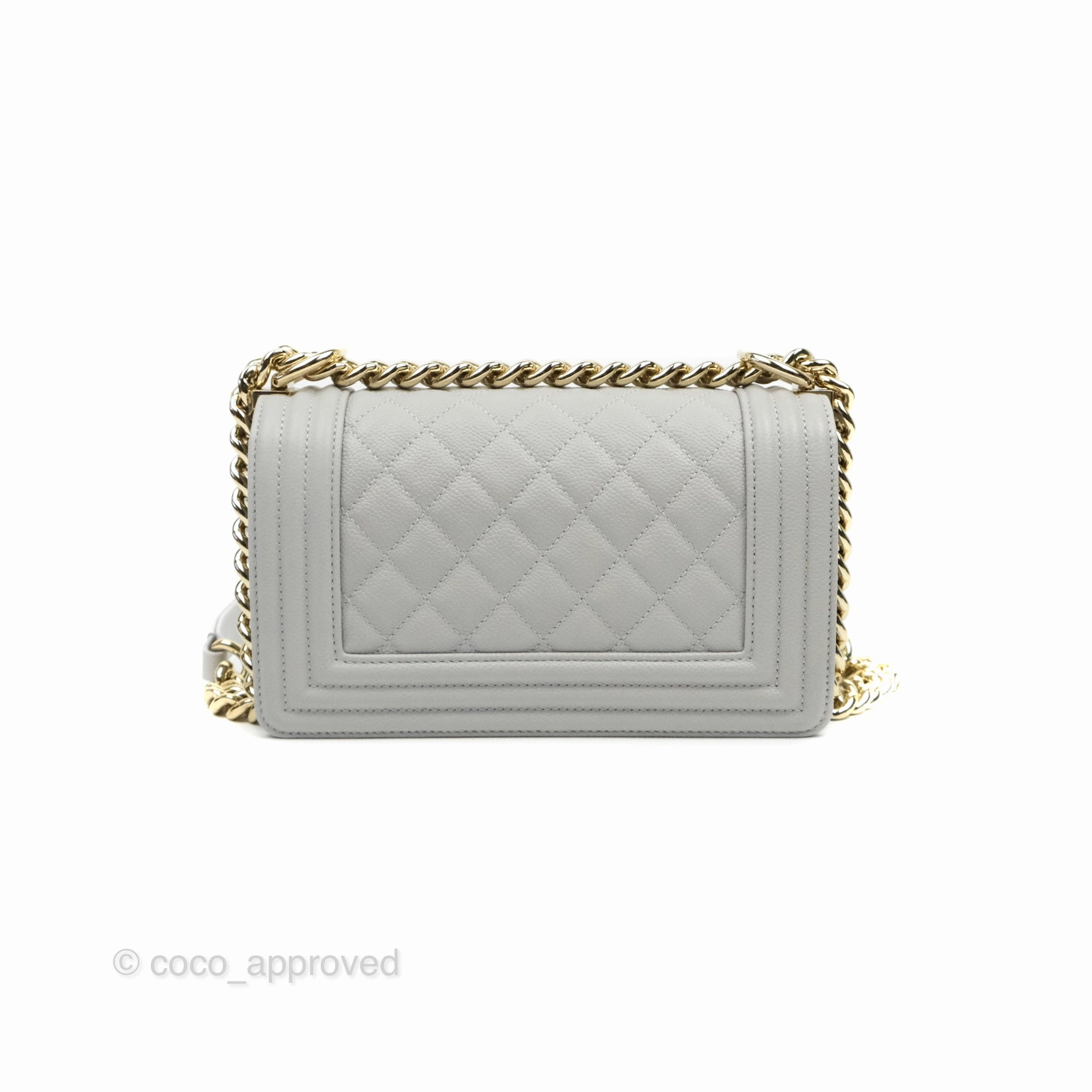 Chanel Small Boy Grey Caviar Gold Hardware