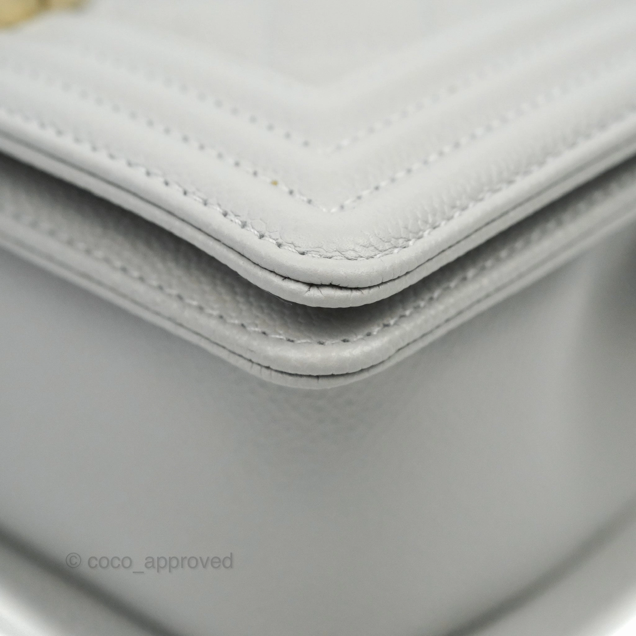 Chanel Small Boy Grey Caviar Gold Hardware