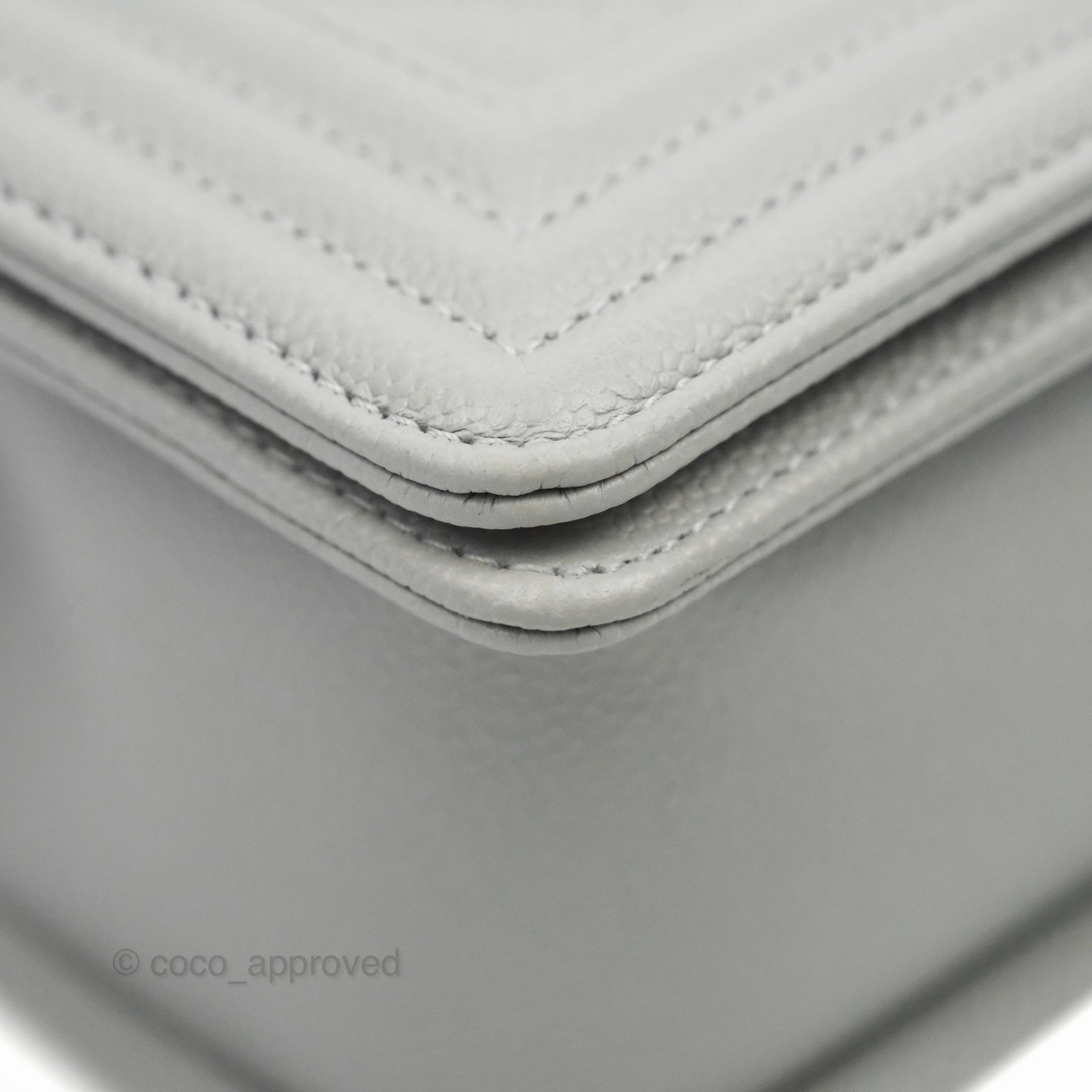Chanel Small Boy Grey Caviar Gold Hardware