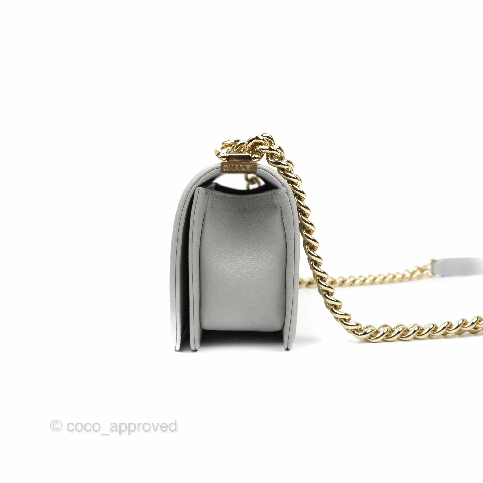 Chanel Small Boy Grey Caviar Gold Hardware