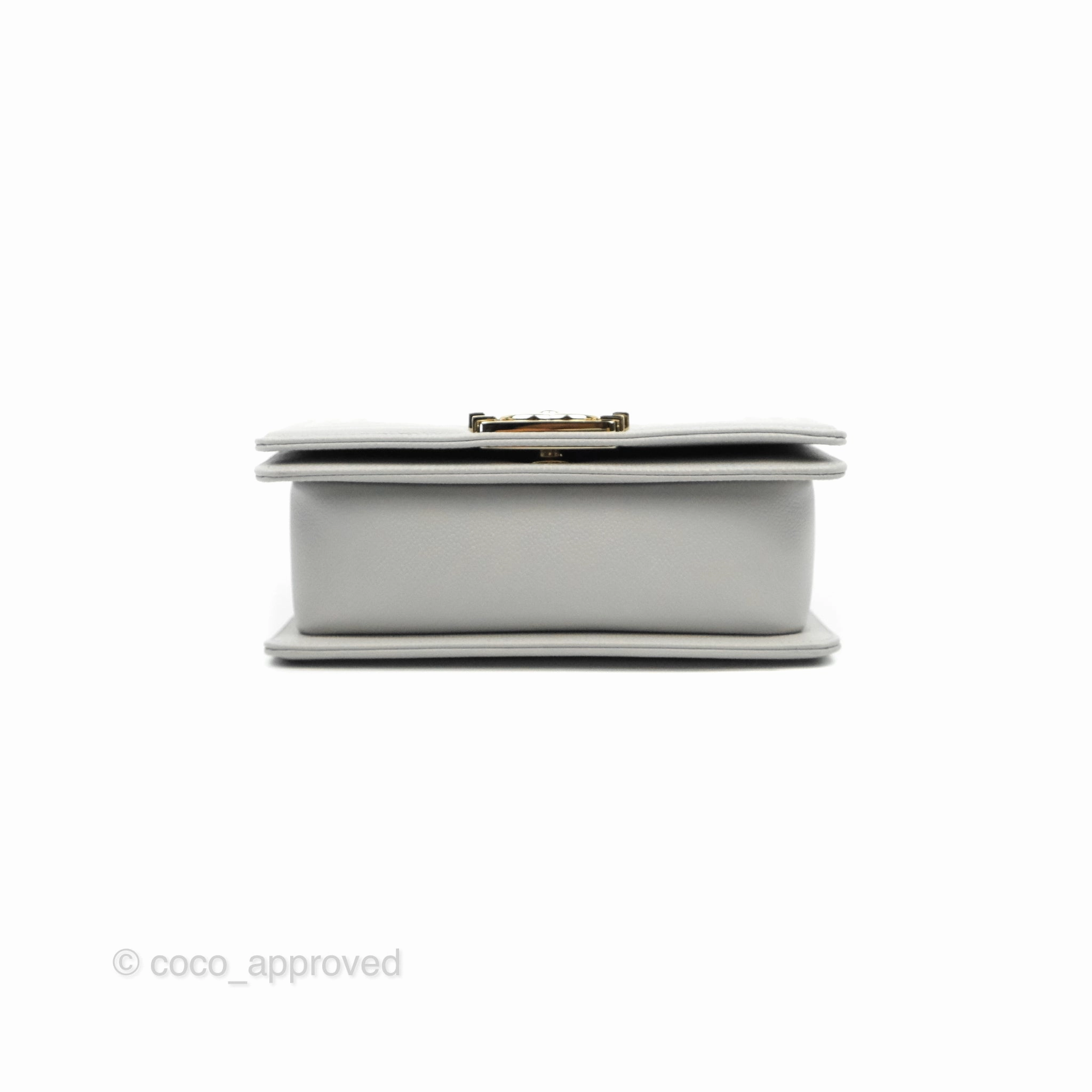 Chanel Small Boy Grey Caviar Gold Hardware