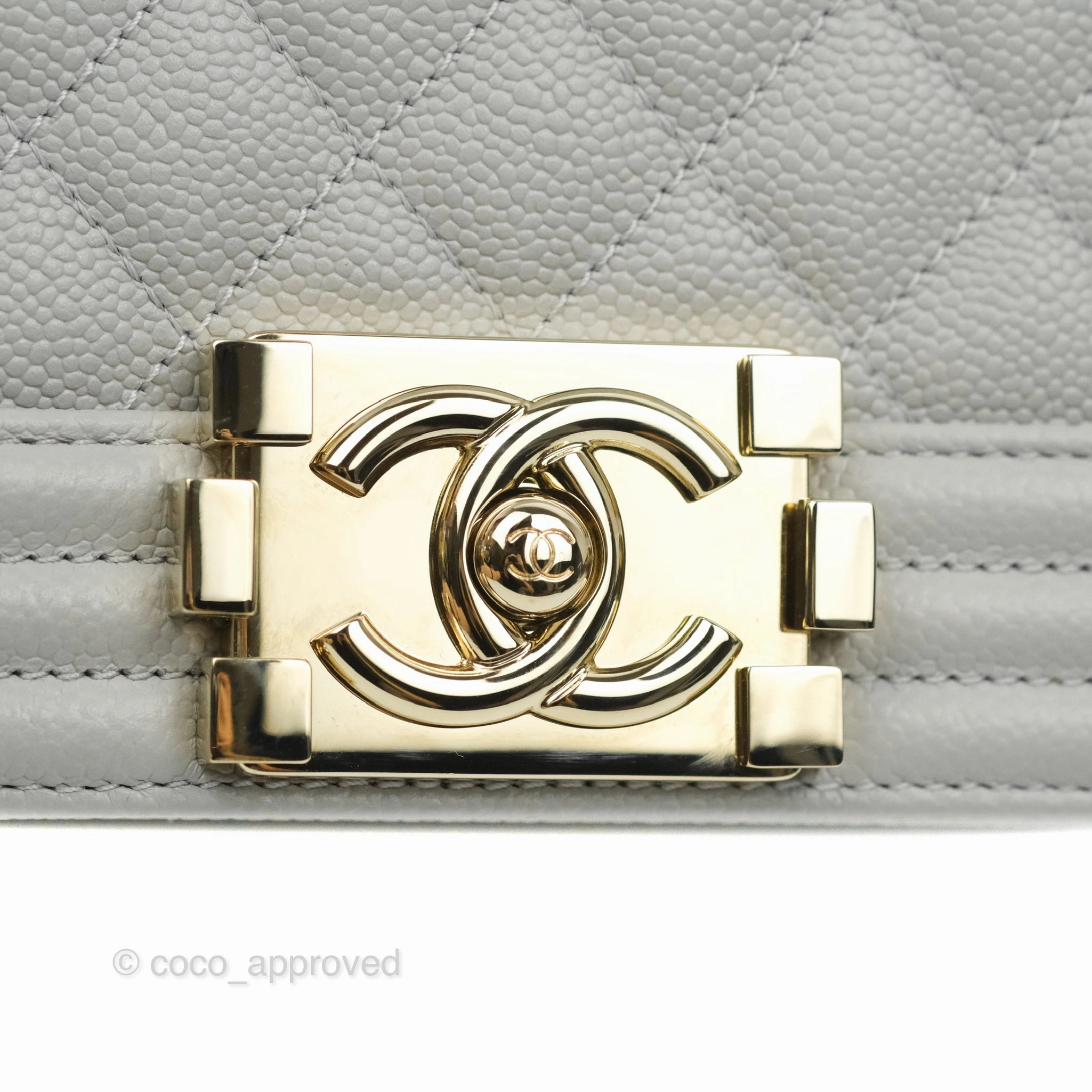Chanel Small Boy Grey Caviar Gold Hardware