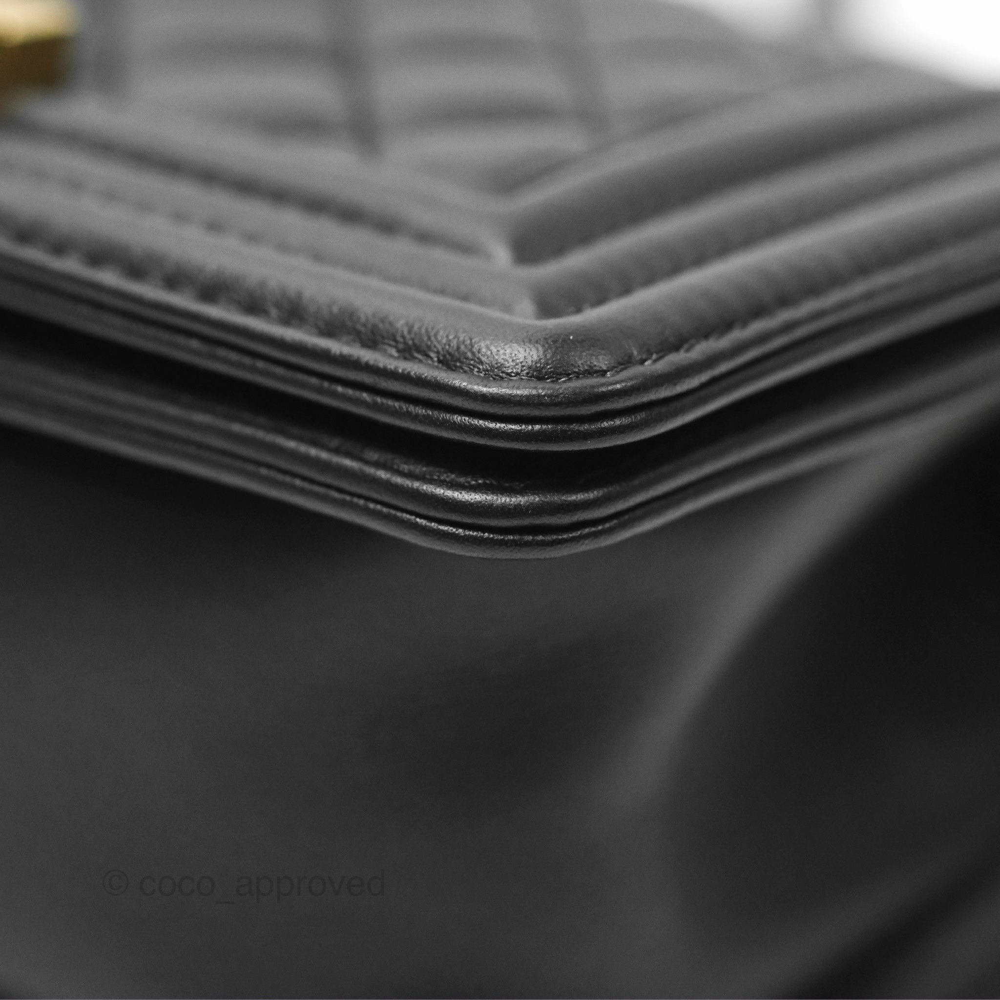 Chanel Small Boy Quilted Black Calfskin Aged Gold Hardware