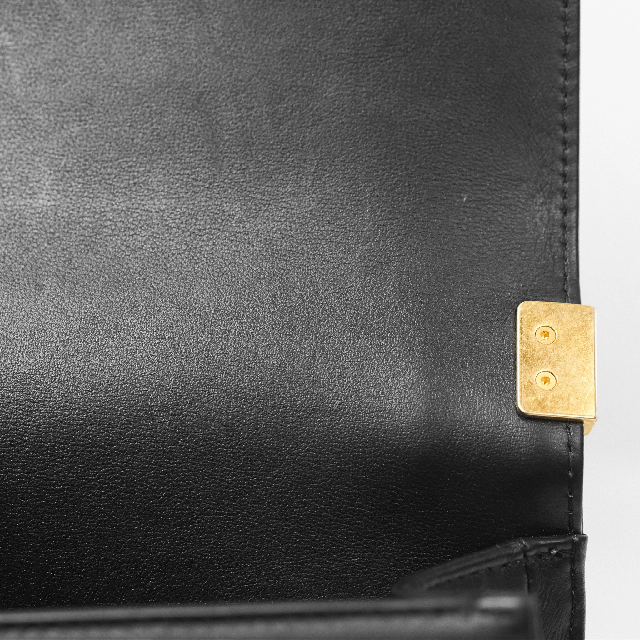 Chanel Small Boy Quilted Black Calfskin Aged Gold Hardware