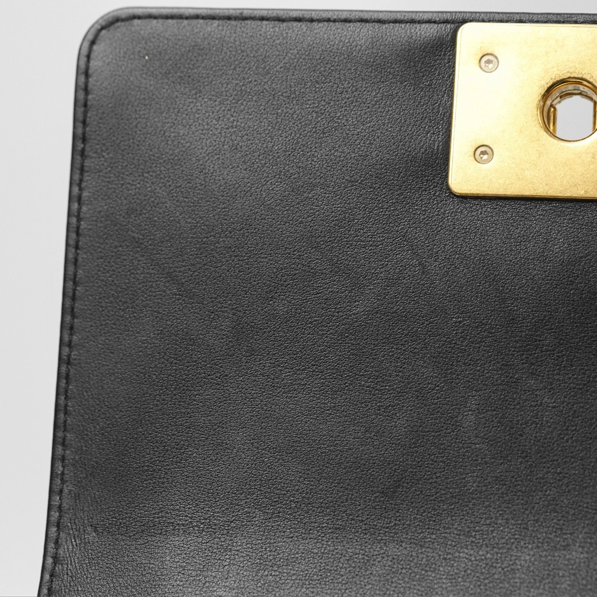 Chanel Small Boy Quilted Black Calfskin Aged Gold Hardware