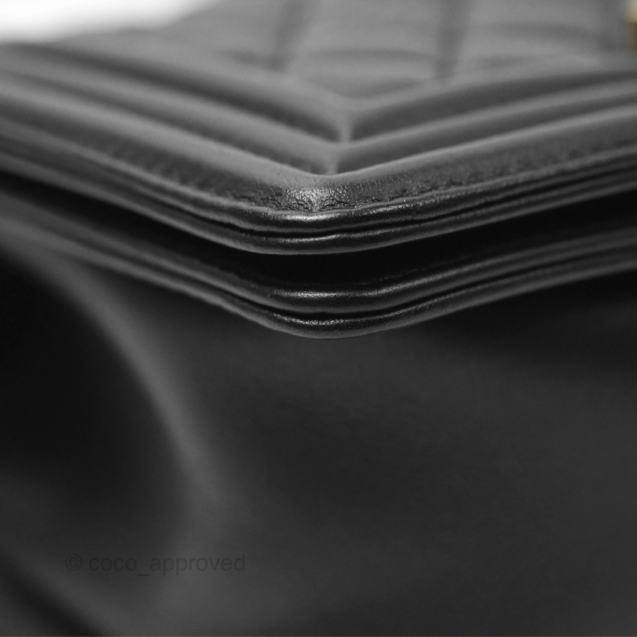 Chanel Small Boy Quilted Black Calfskin Aged Gold Hardware