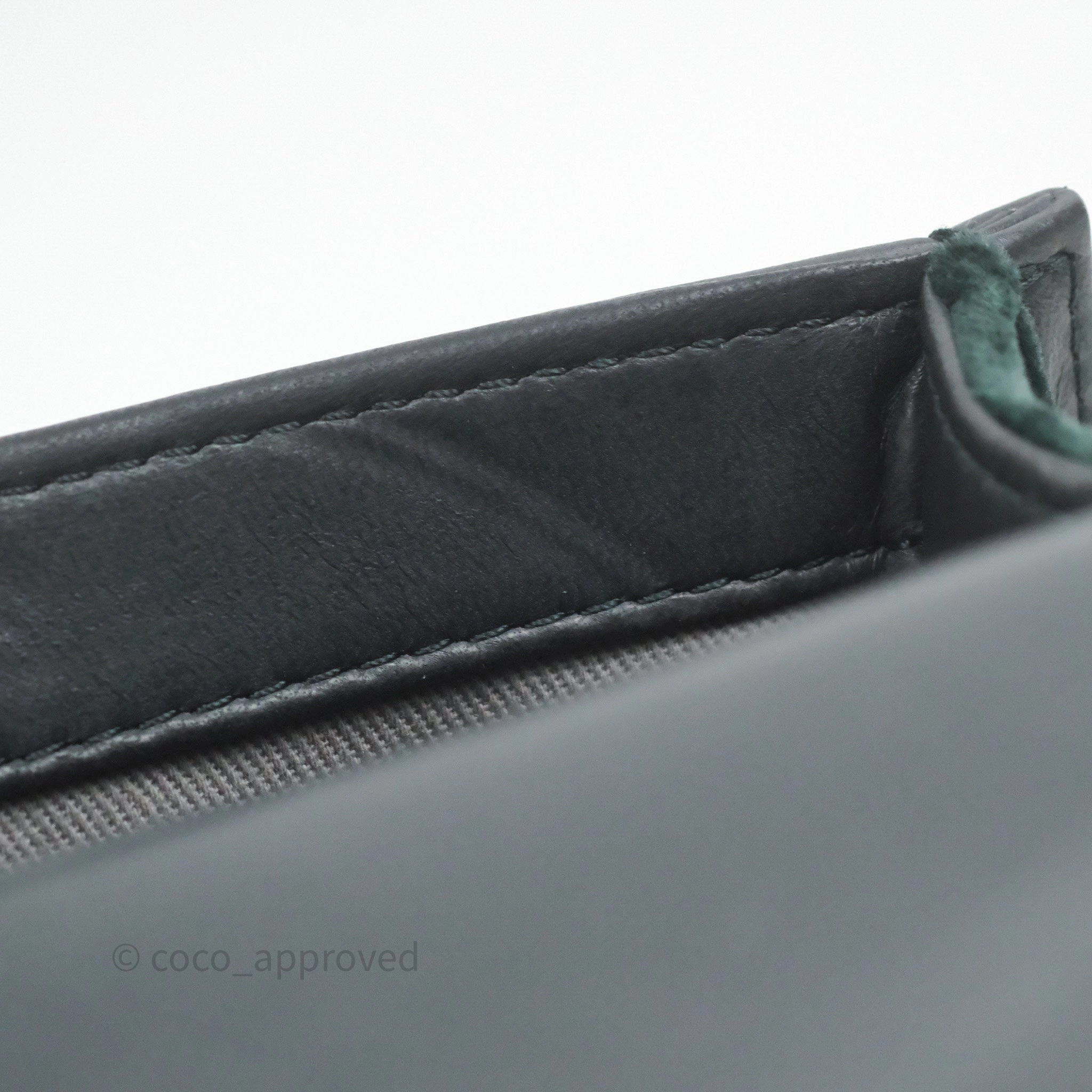 Chanel Small Boy Quilted Dark Green Velvet Ruthenium Hardware