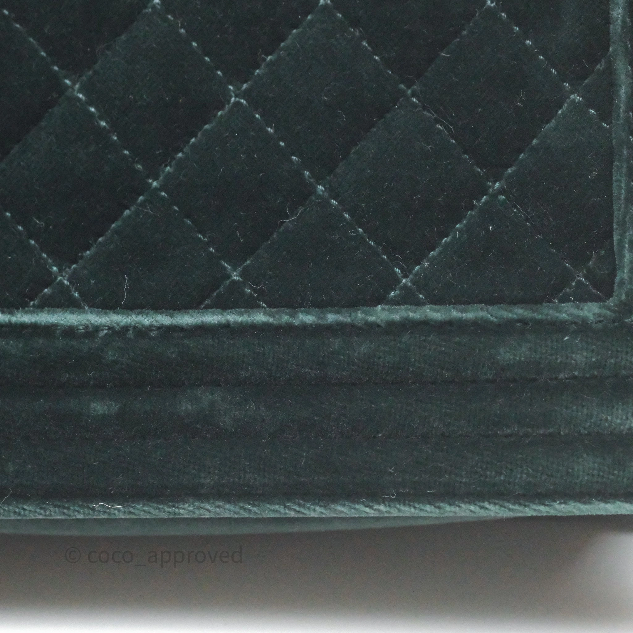 Chanel Small Boy Quilted Dark Green Velvet Ruthenium Hardware