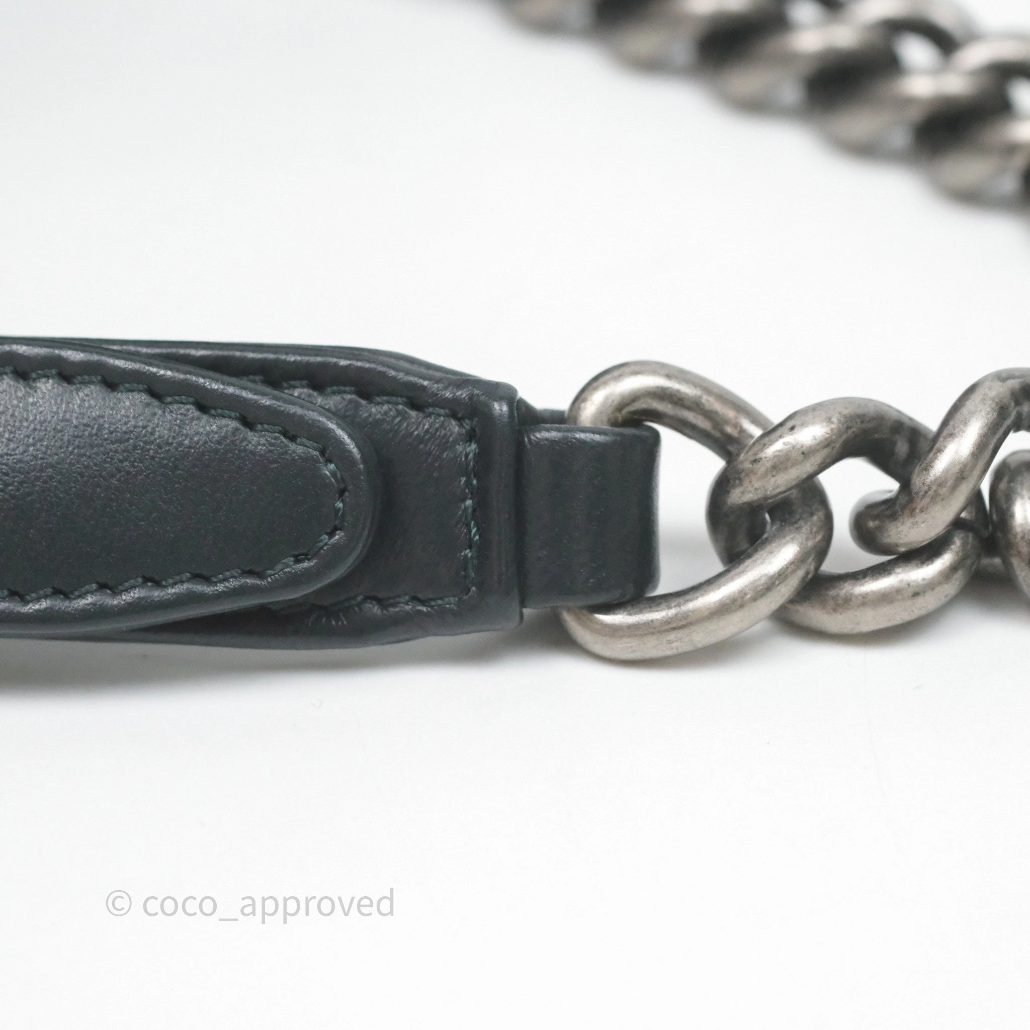 Chanel Small Boy Quilted Dark Green Velvet Ruthenium Hardware