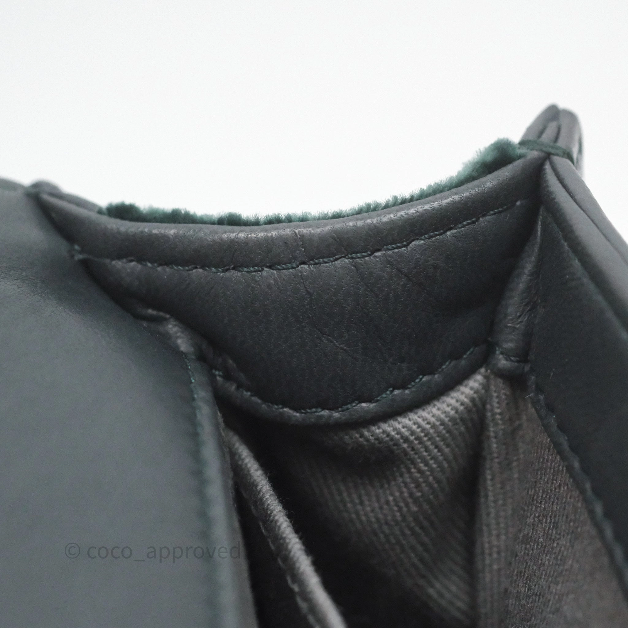 Chanel Small Boy Quilted Dark Green Velvet Ruthenium Hardware