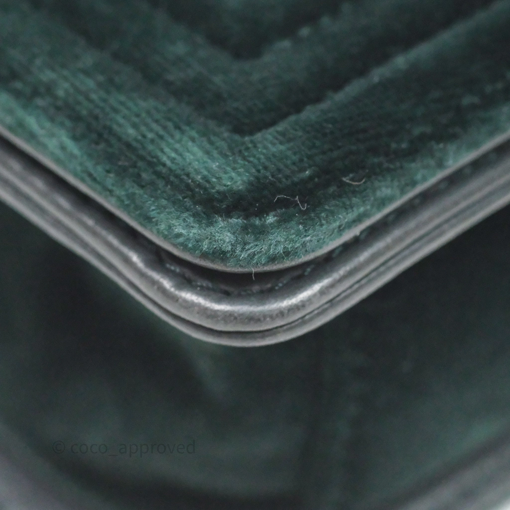 Chanel Small Boy Quilted Dark Green Velvet Ruthenium Hardware