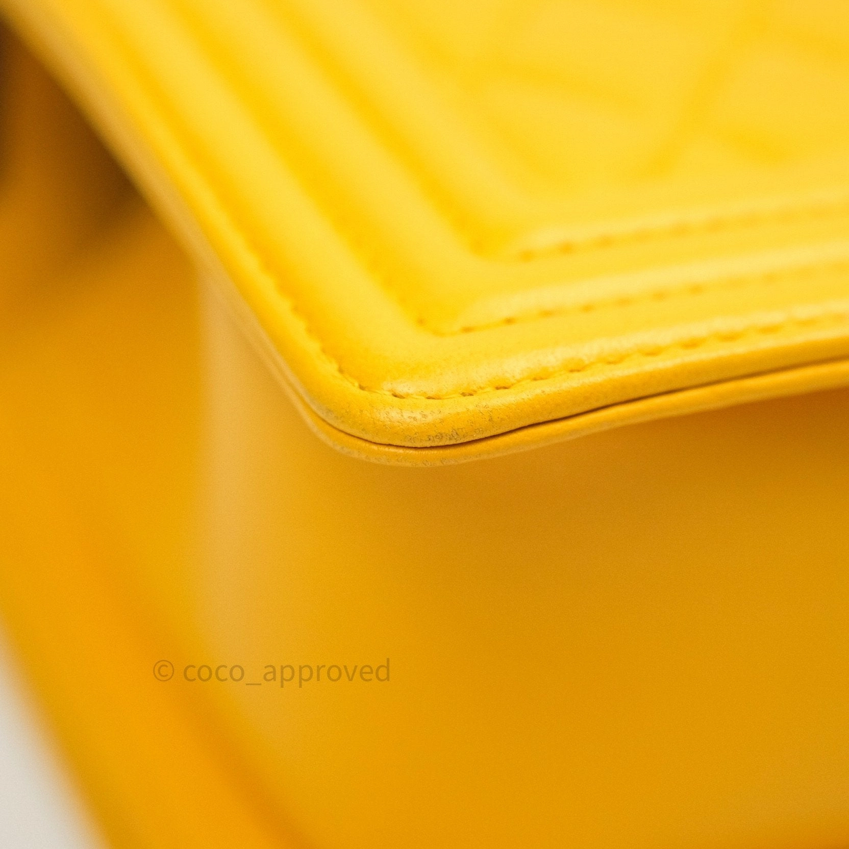 Chanel Small Boy Quilted Yellow Lambskin Ruthenium Hardware