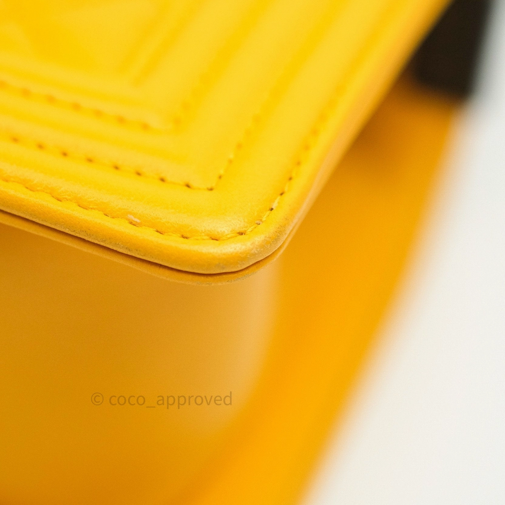 Chanel Small Boy Quilted Yellow Lambskin Ruthenium Hardware