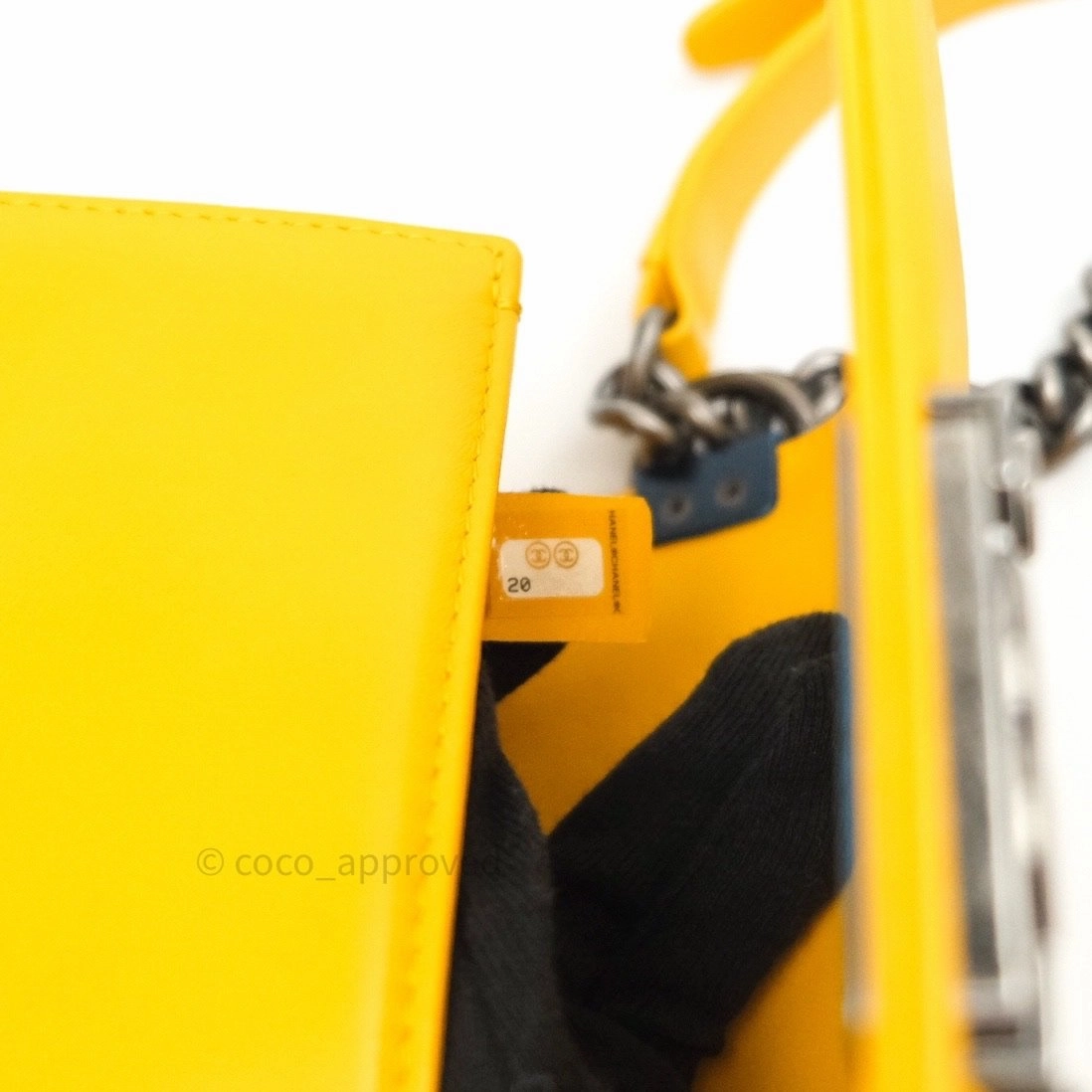 Chanel Small Boy Quilted Yellow Lambskin Ruthenium Hardware