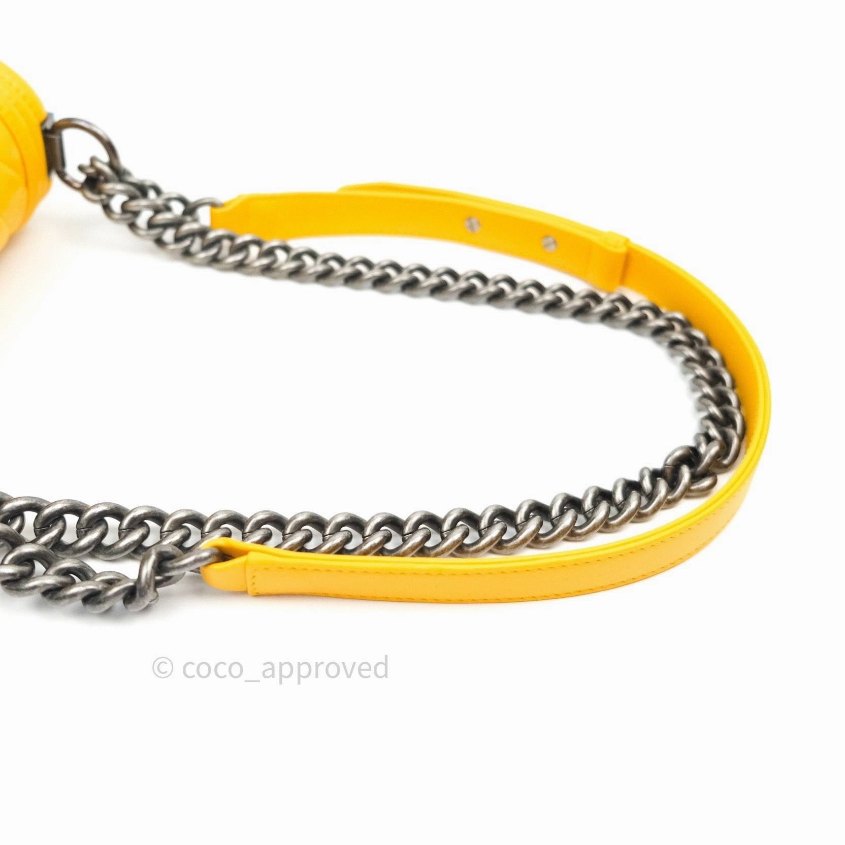 Chanel Small Boy Quilted Yellow Lambskin Ruthenium Hardware