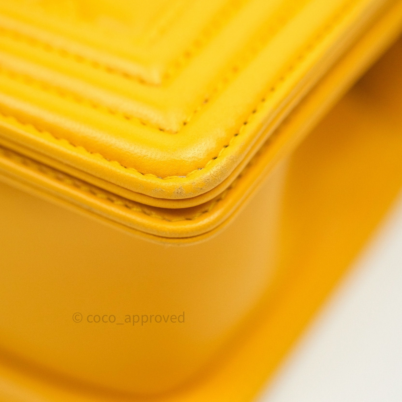 Chanel Small Boy Quilted Yellow Lambskin Ruthenium Hardware