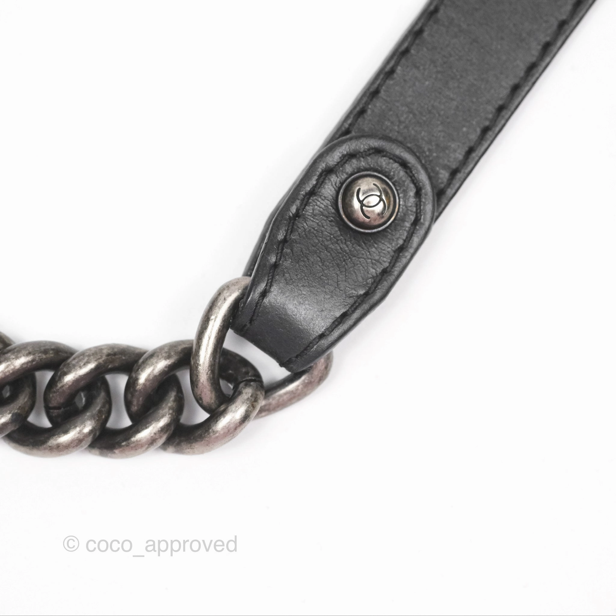 Chanel Small Chain Around Top Handle Boy Black Calfskin Ruthenium Hardware