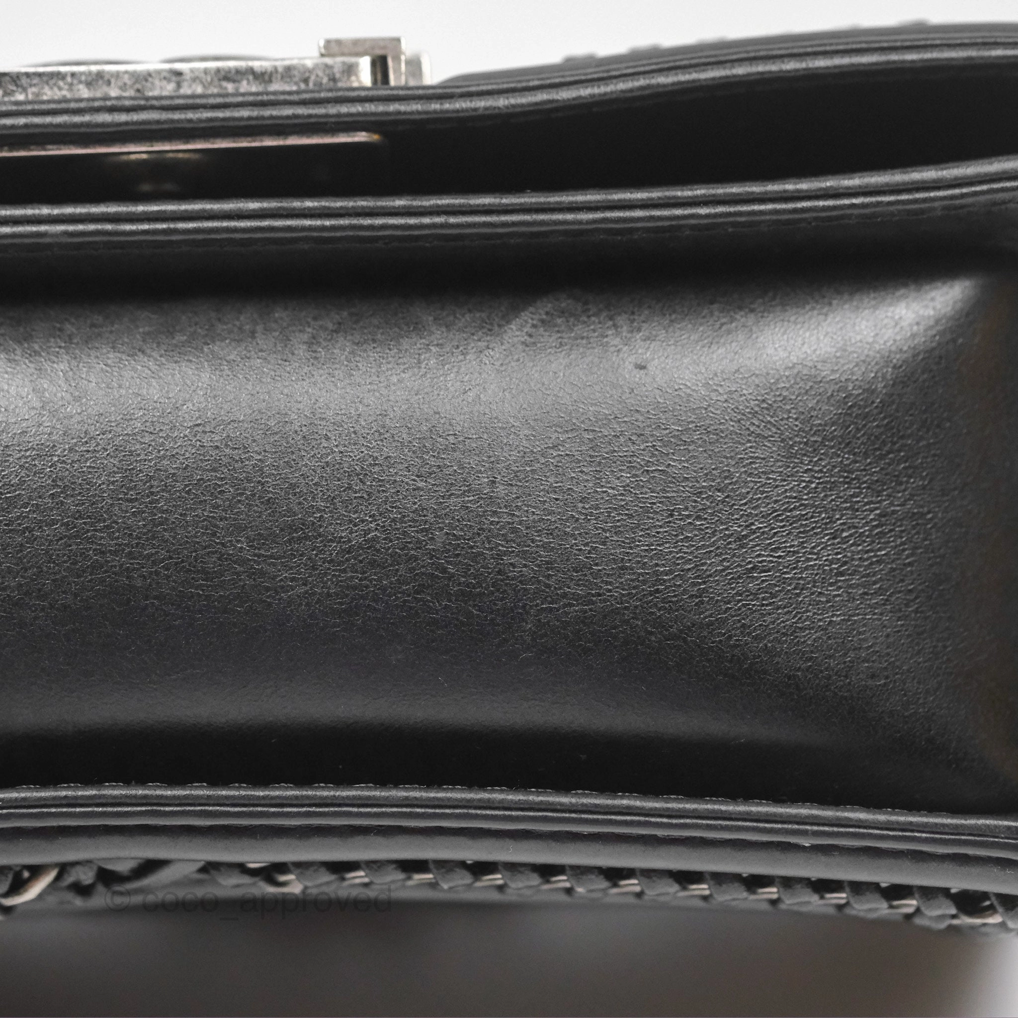 Chanel Small Chain Around Top Handle Boy Black Calfskin Ruthenium Hardware