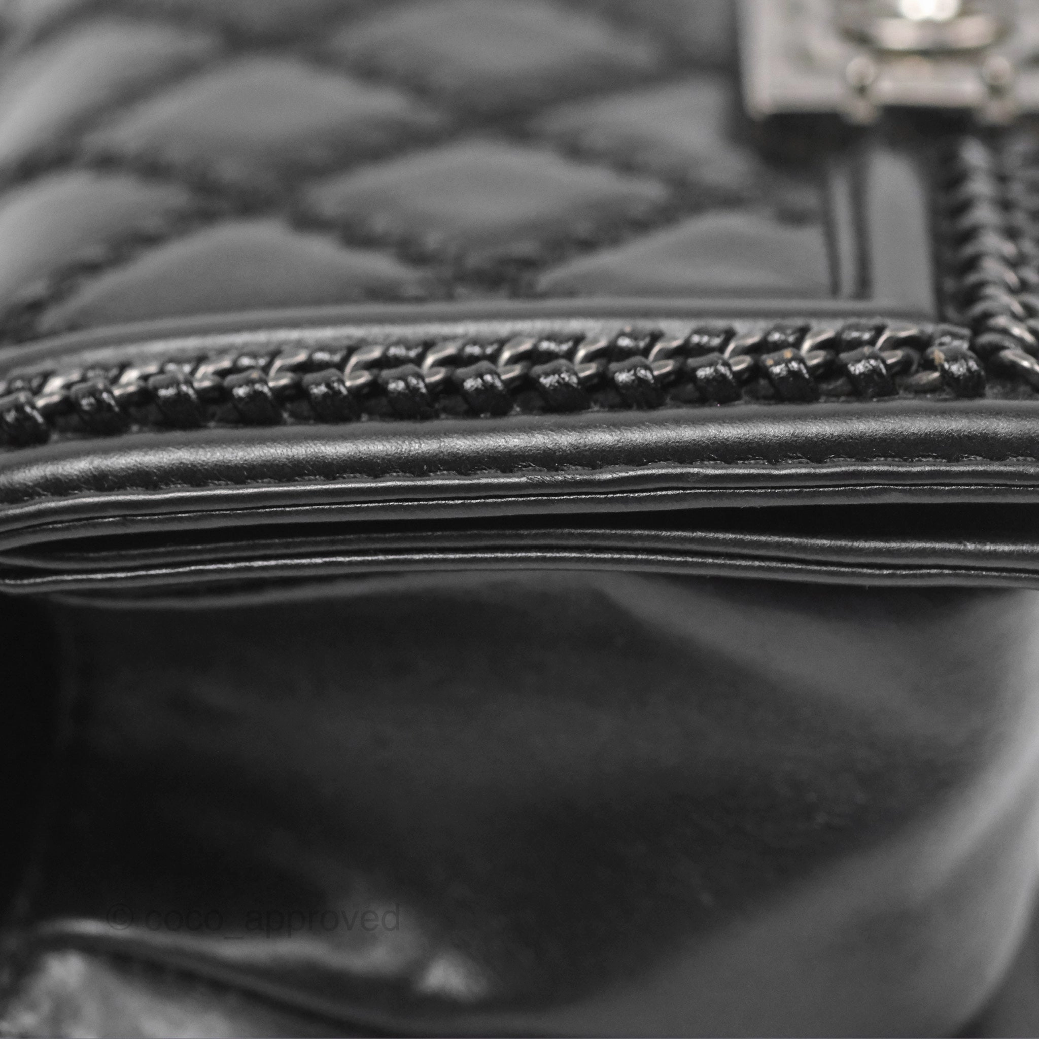 Chanel Small Chain Around Top Handle Boy Black Calfskin Ruthenium Hardware