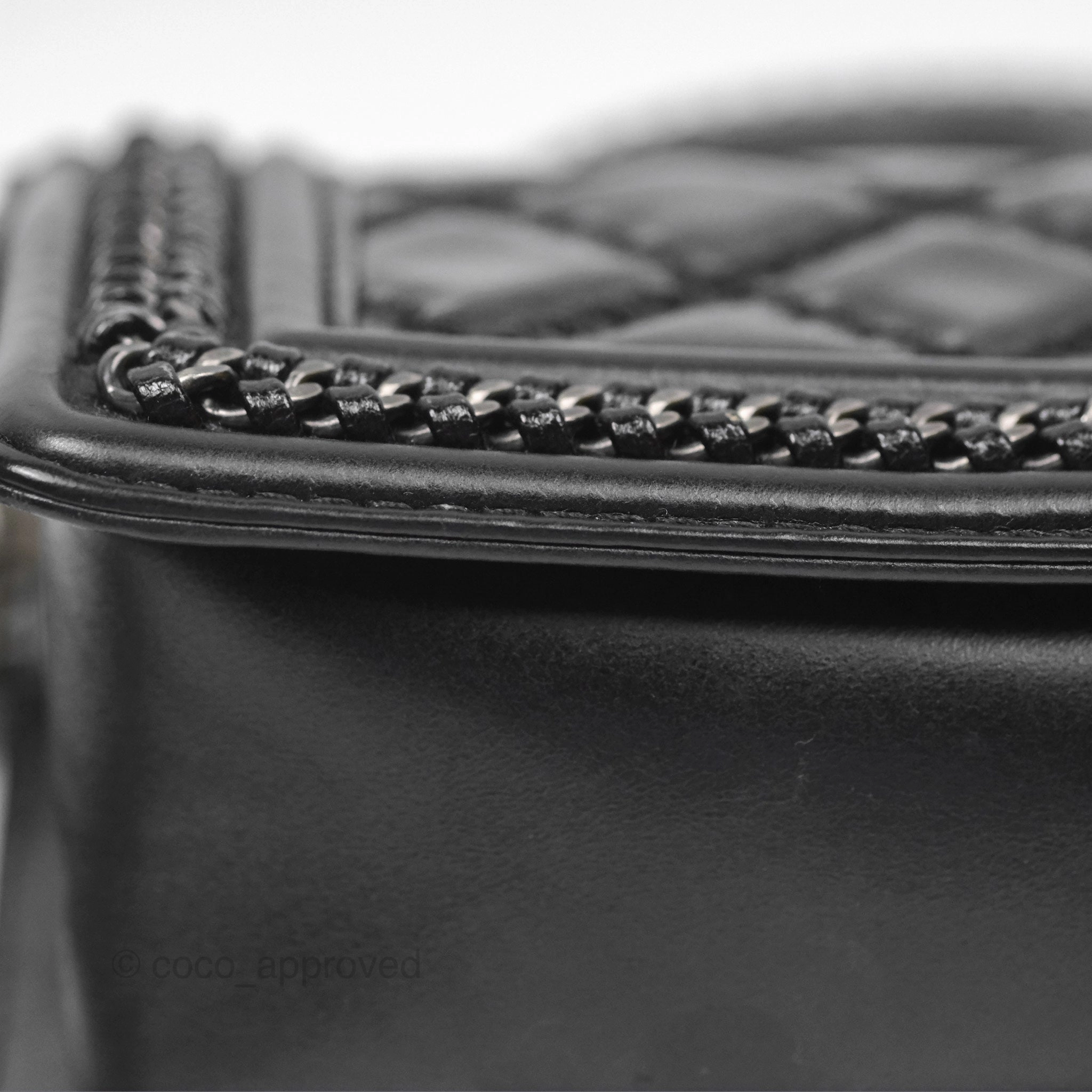 Chanel Small Chain Around Top Handle Boy Black Calfskin Ruthenium Hardware