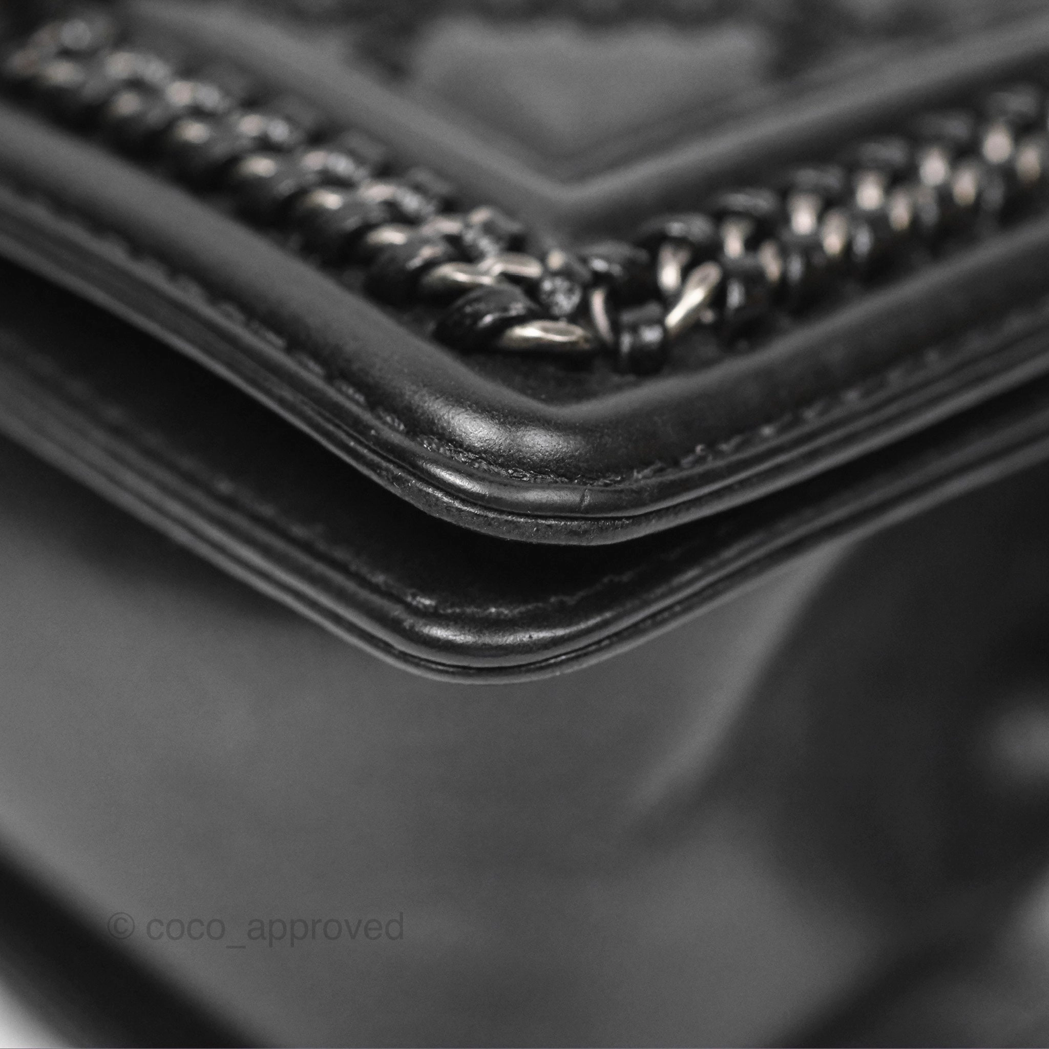 Chanel Small Chain Around Top Handle Boy Black Calfskin Ruthenium Hardware