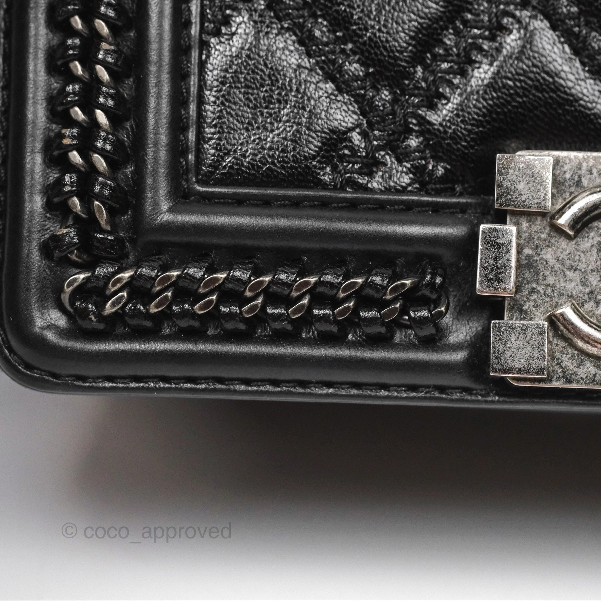 Chanel Small Chain Around Top Handle Boy Black Calfskin Ruthenium Hardware