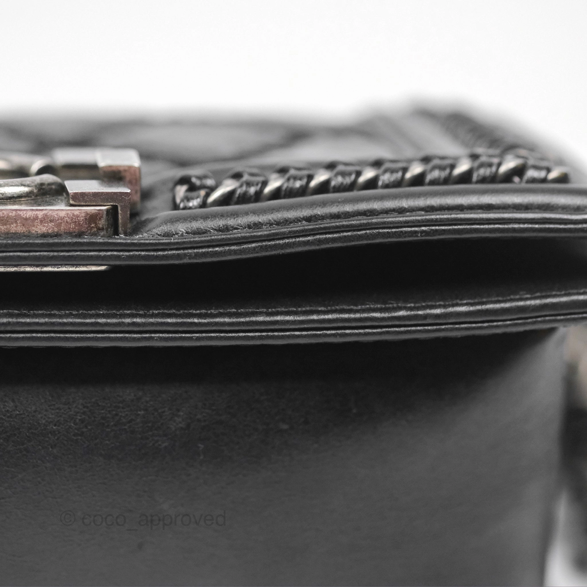 Chanel Small Chain Around Top Handle Boy Black Calfskin Ruthenium Hardware