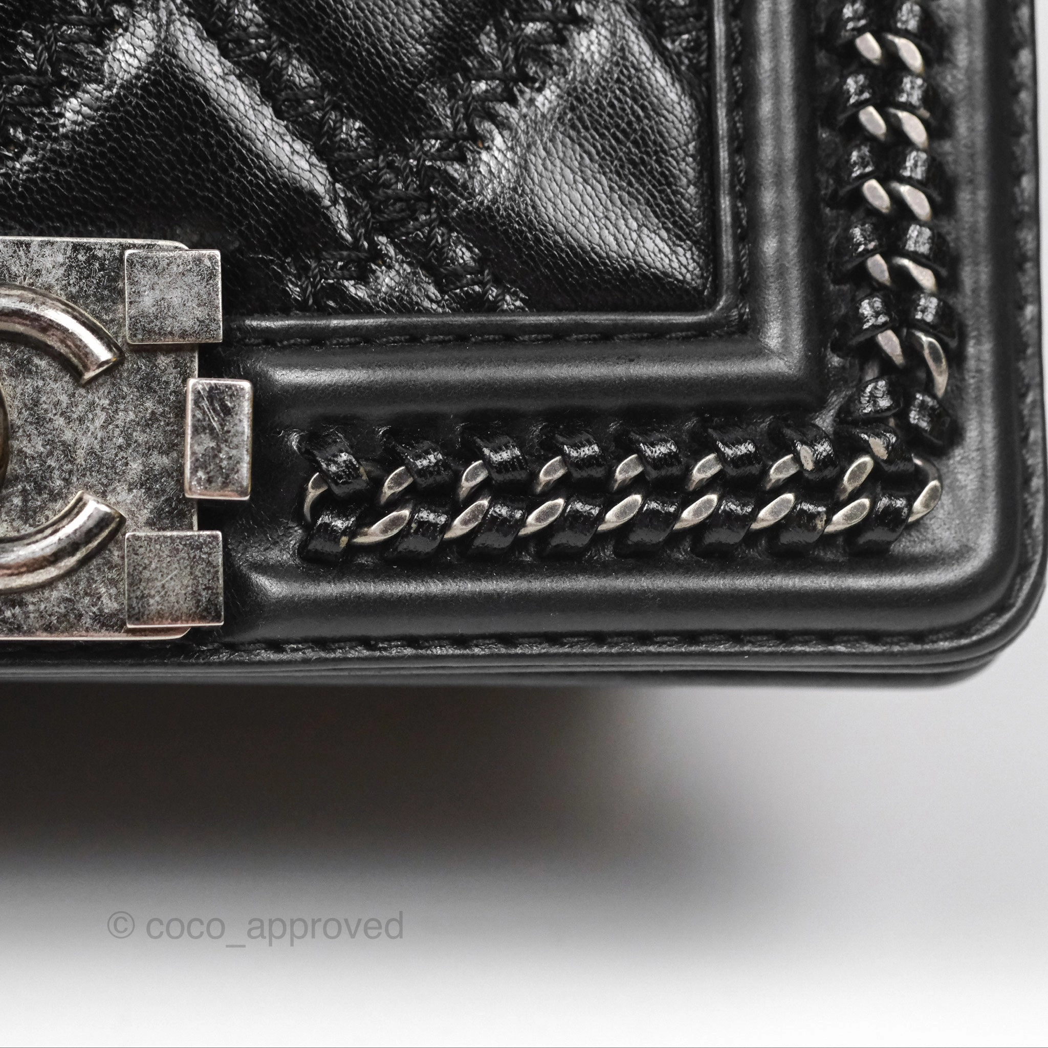 Chanel Small Chain Around Top Handle Boy Black Calfskin Ruthenium Hardware