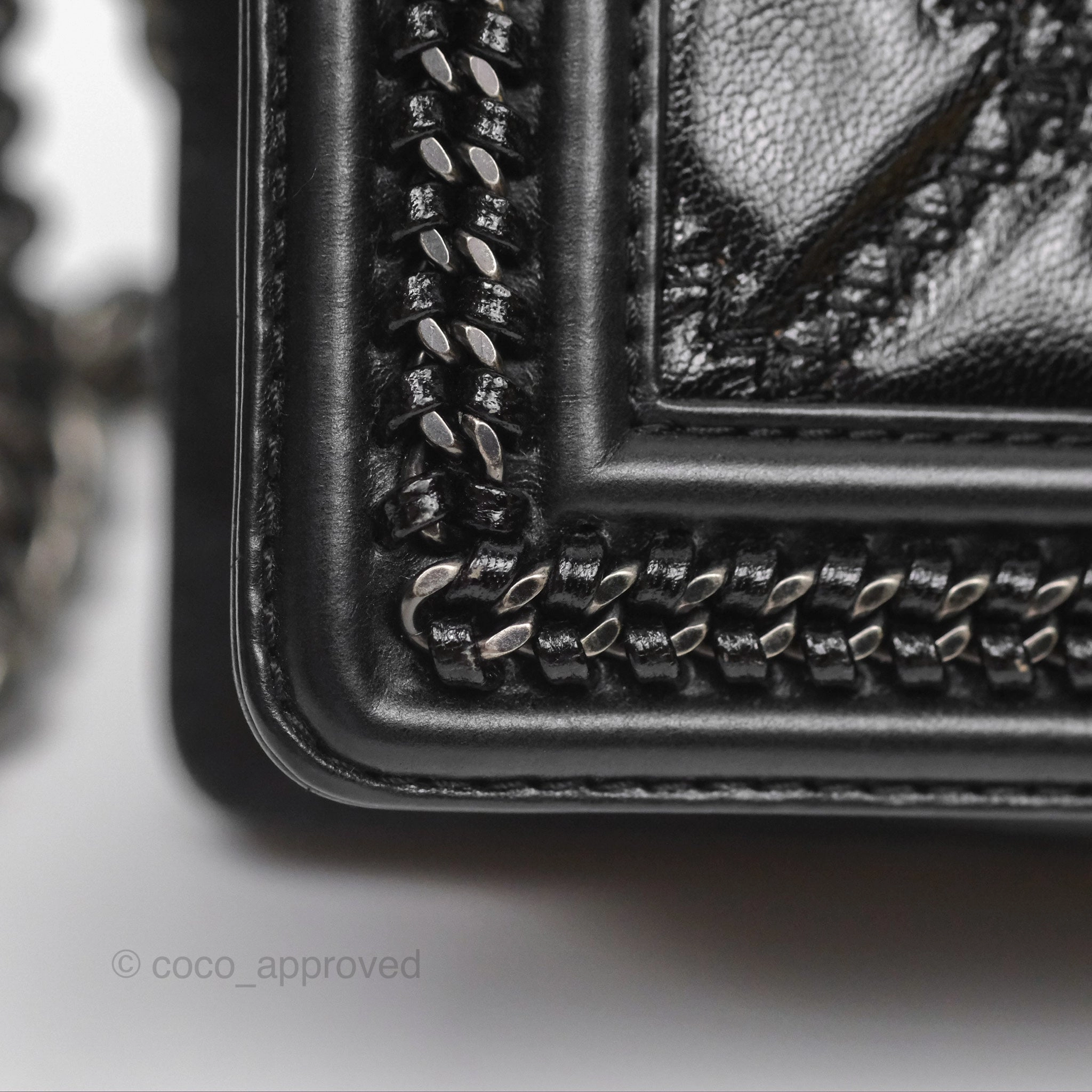 Chanel Small Chain Around Top Handle Boy Black Calfskin Ruthenium Hardware