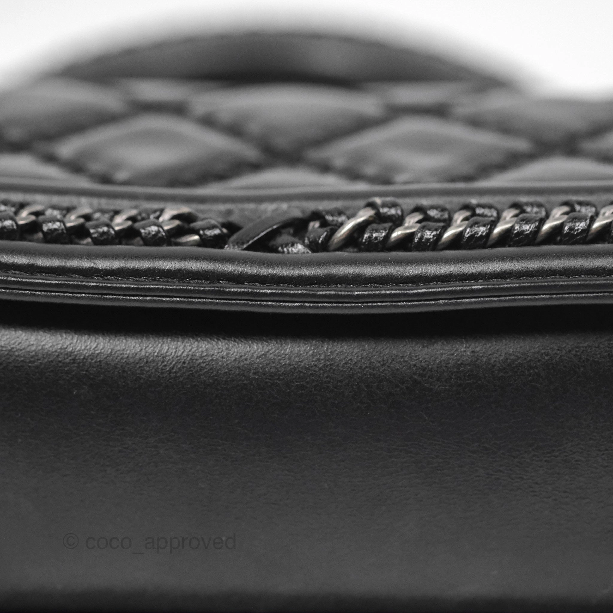 Chanel Small Chain Around Top Handle Boy Black Calfskin Ruthenium Hardware