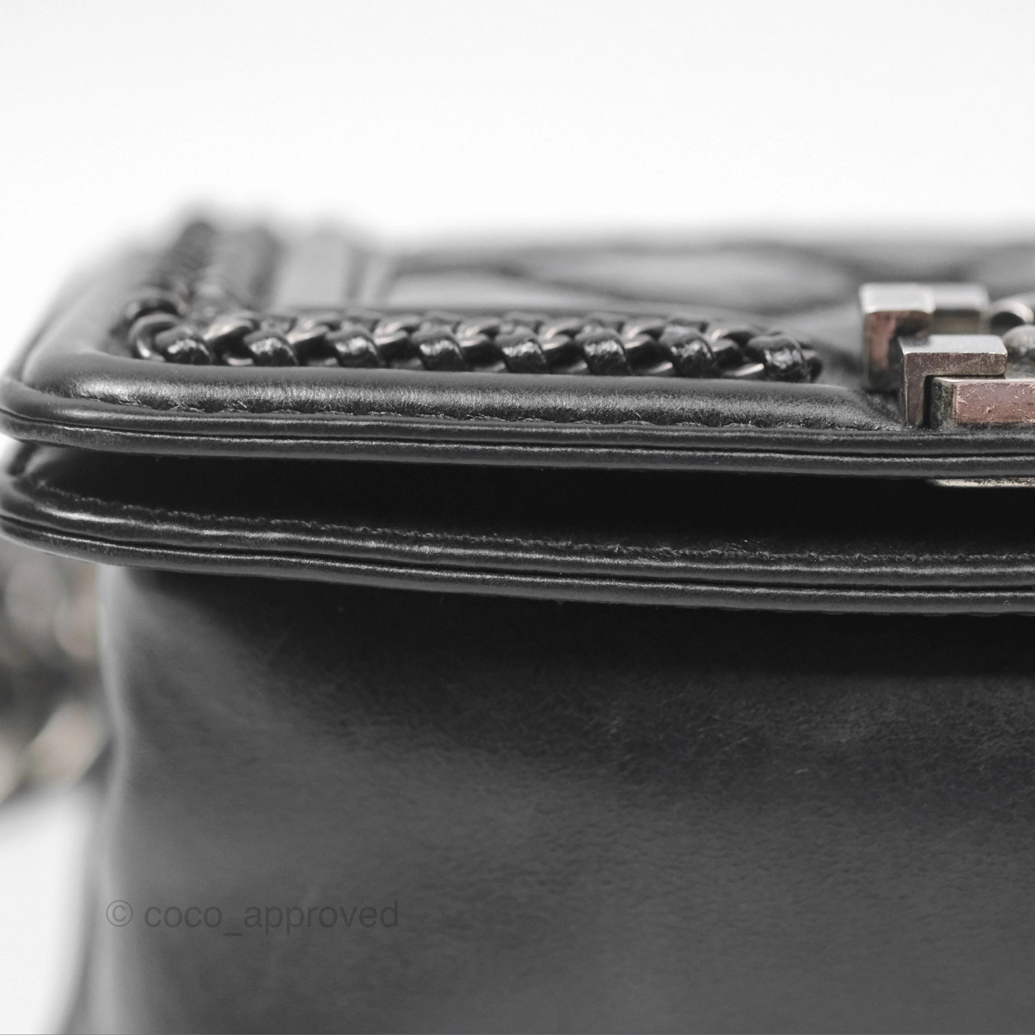 Chanel Small Chain Around Top Handle Boy Black Calfskin Ruthenium Hardware
