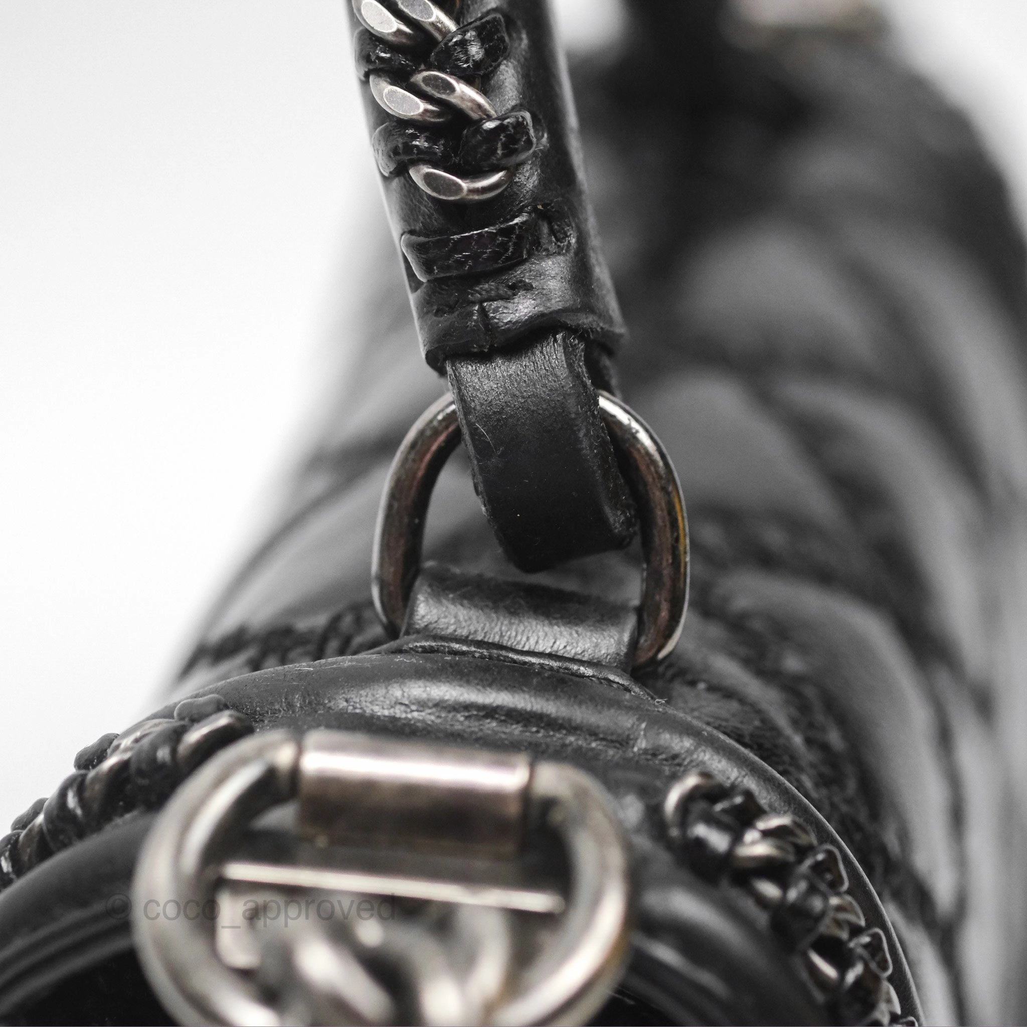 Chanel Small Chain Around Top Handle Boy Black Calfskin Ruthenium Hardware
