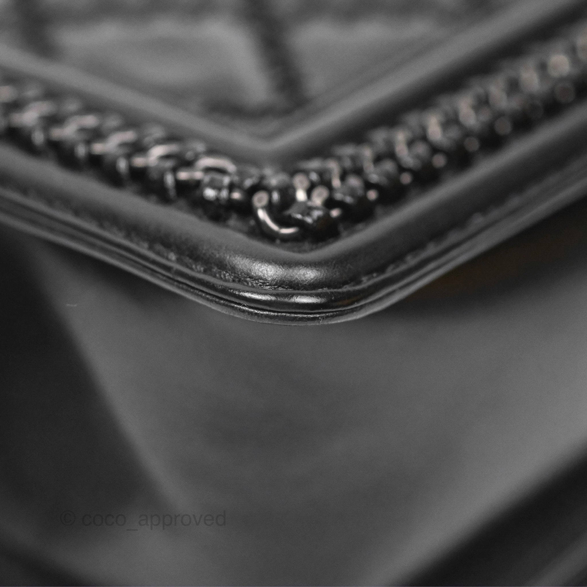 Chanel Small Chain Around Top Handle Boy Black Calfskin Ruthenium Hardware