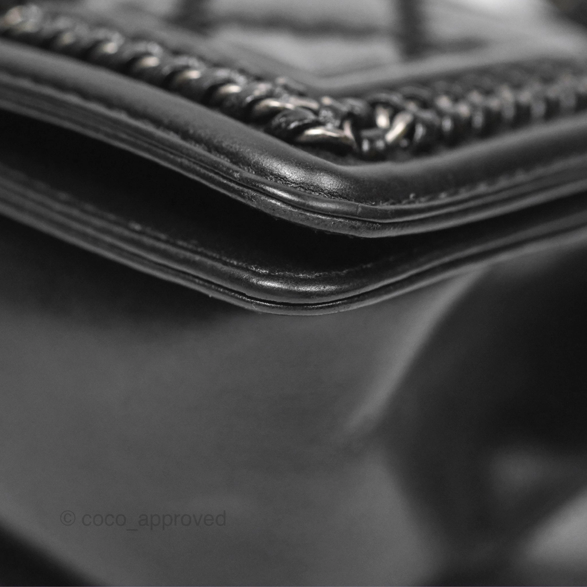 Chanel Small Chain Around Top Handle Boy Black Calfskin Ruthenium Hardware