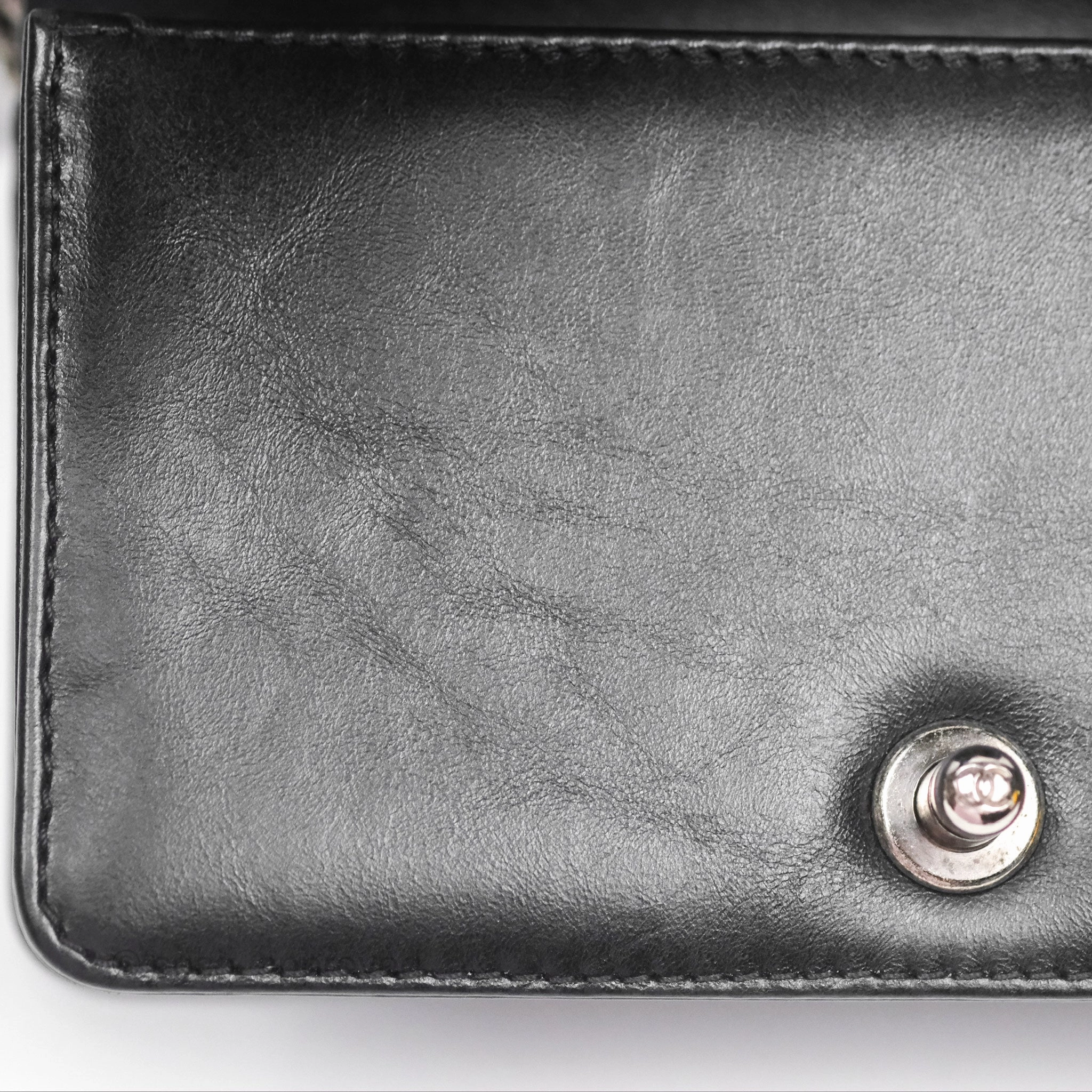 Chanel Small Chain Around Top Handle Boy Black Calfskin Ruthenium Hardware
